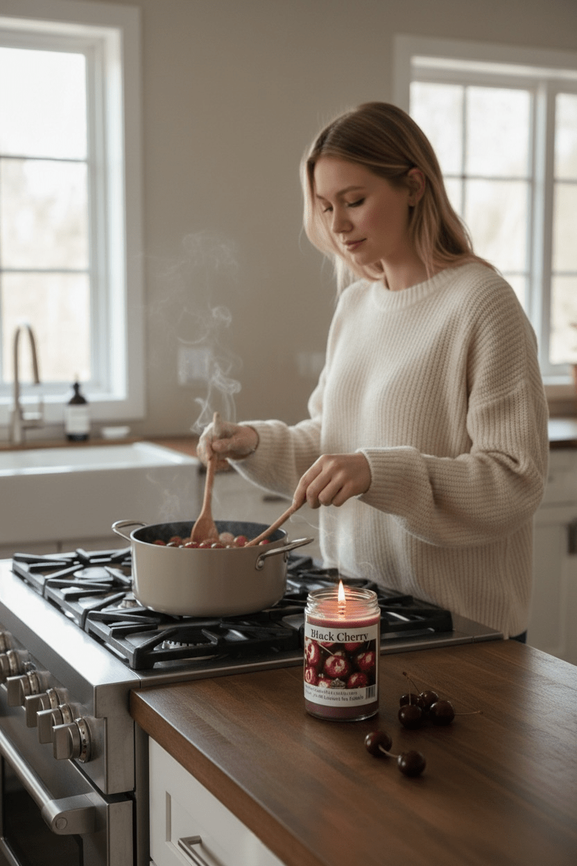 Black Cherry 12.5 oz 375 ml Coconut Soy Candle Wood Wick - Walkerville Candles