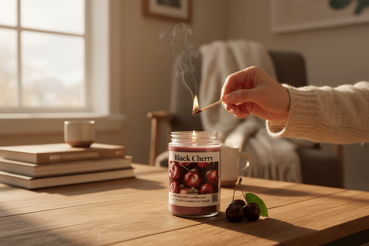 Black Cherry 12.5 oz 375 ml Coconut Soy Candle Wood Wick - Walkerville Candles