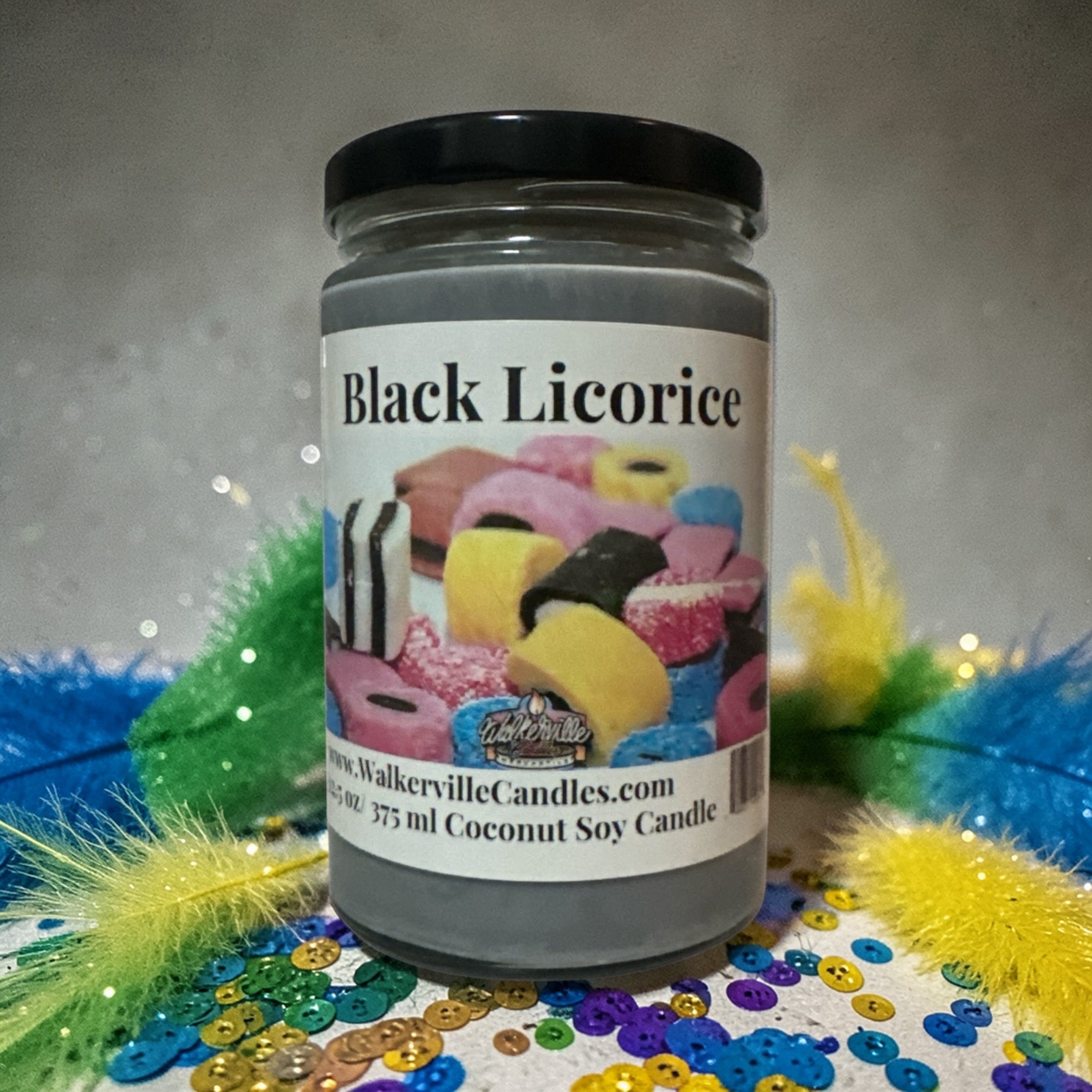Black Licorice Coconut Soy 12.5 oz/ 375 ml Candle Wood Wick - Walkerville Candles