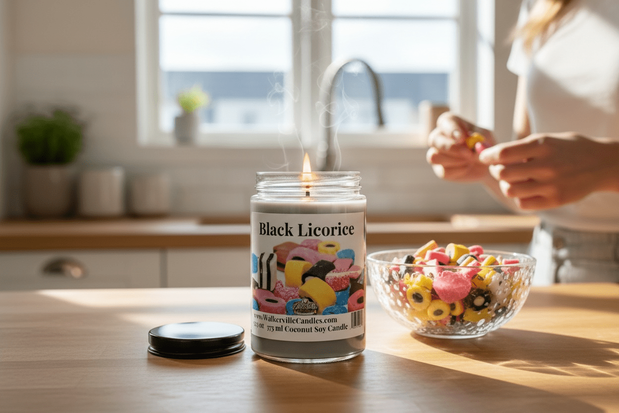 Black Licorice Coconut Soy 12.5 oz/ 375 ml Candle Wood Wick - Walkerville Candles