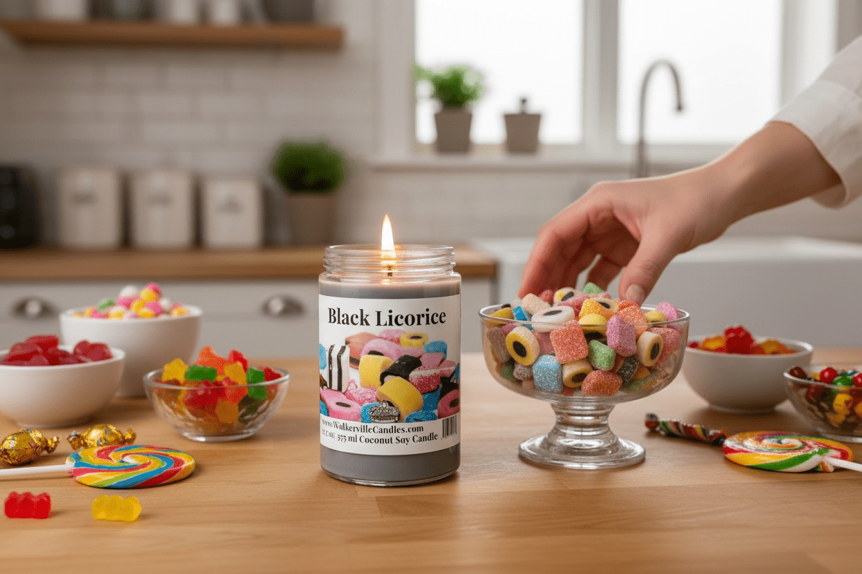 Black Licorice Coconut Soy 12.5 oz/ 375 ml Candle Wood Wick - Walkerville Candles