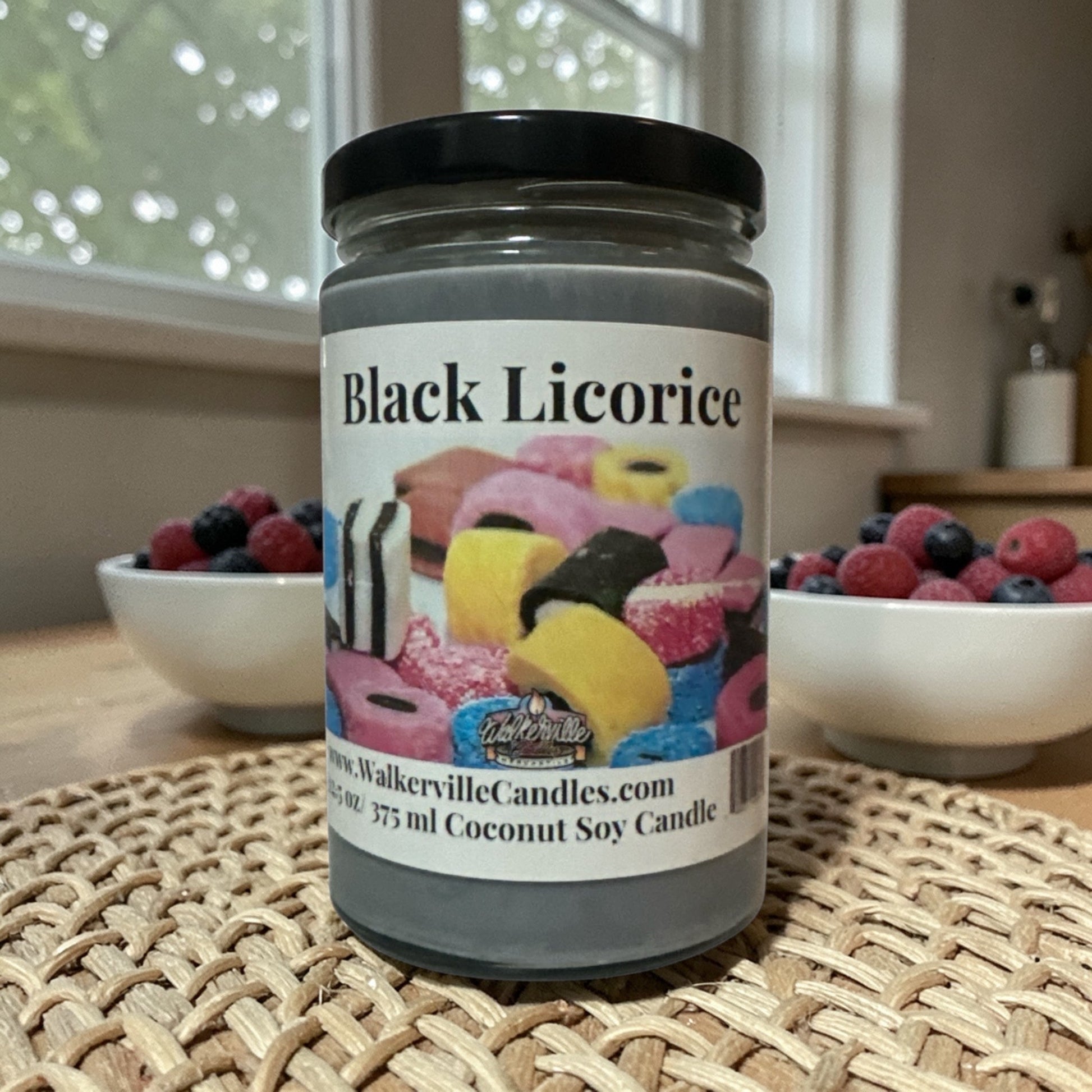 Black Licorice Coconut Soy 12.5 oz/ 375 ml Candle Wood Wick - Walkerville Candles