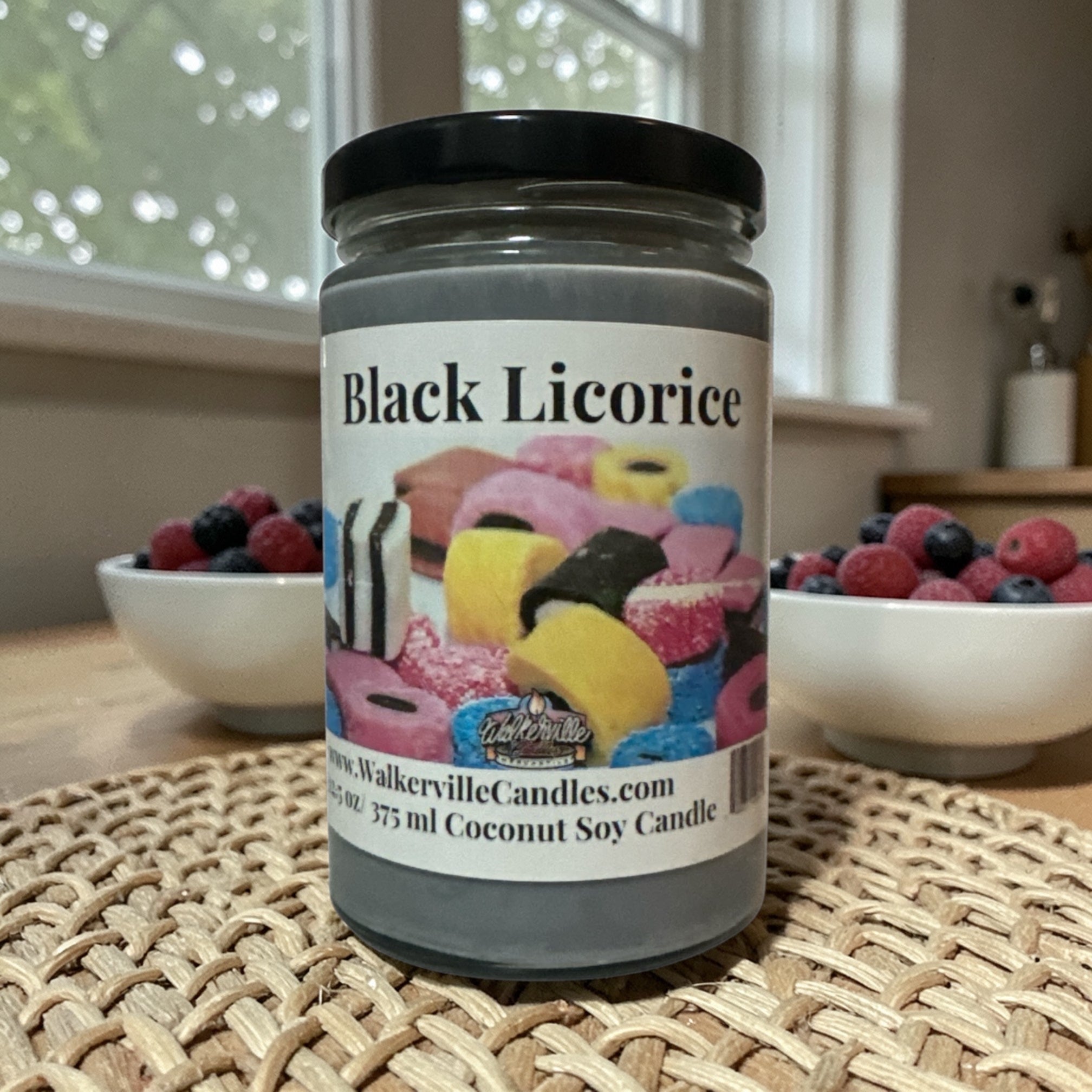 Black Licorice Coconut Soy 12.5 oz/ 375 ml Candle Wood Wick - Walkerville Candles