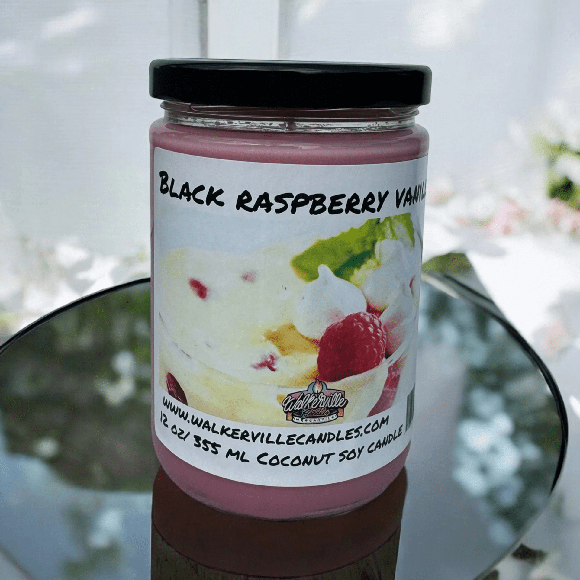 Black Raspberry Vanilla Coconut Soy 12.5 oz/ 375 ml Candle Wood Wick - Walkerville Candles