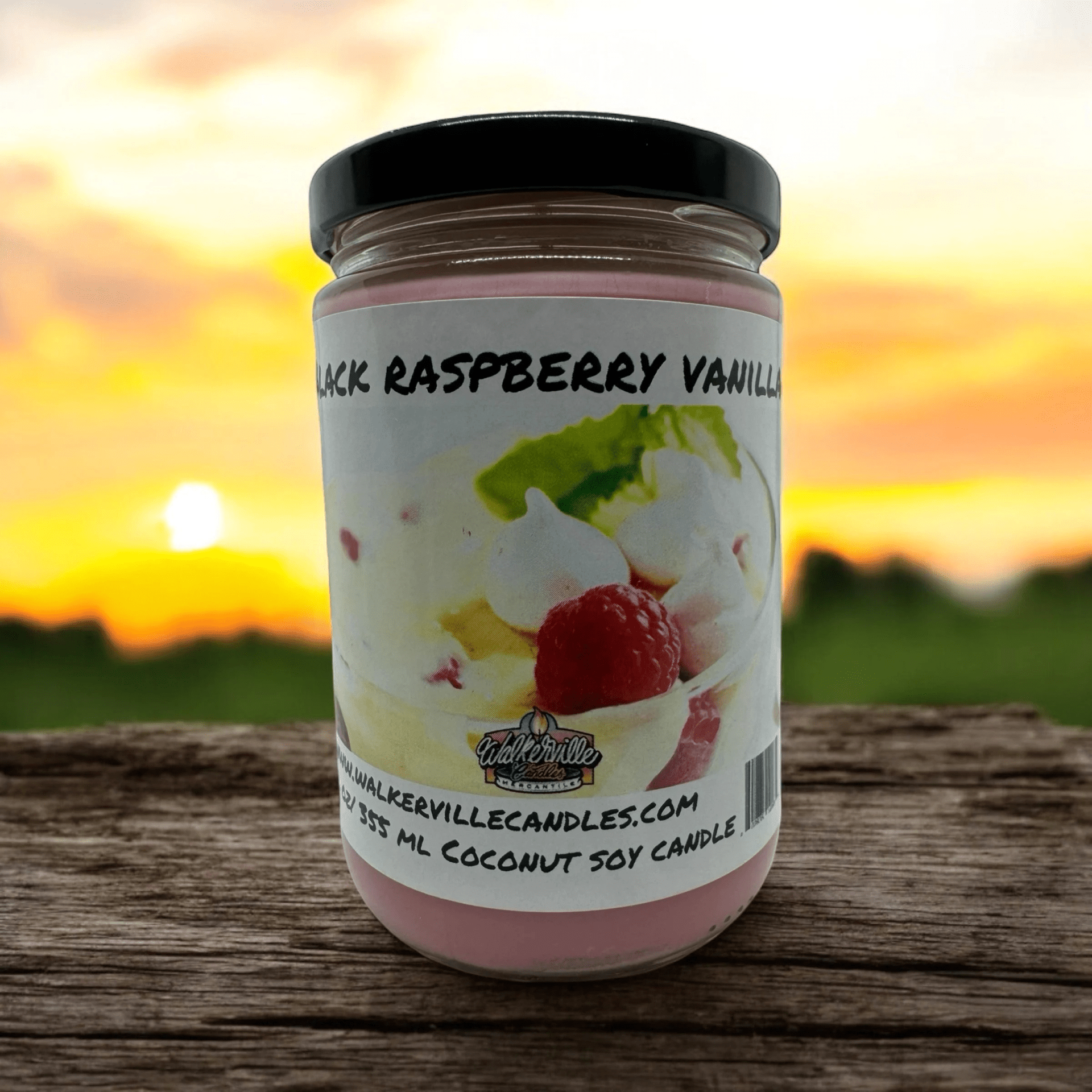 Black Raspberry Vanilla Coconut Soy 12.5 oz/ 375 ml Candle Wood Wick - Walkerville Candles