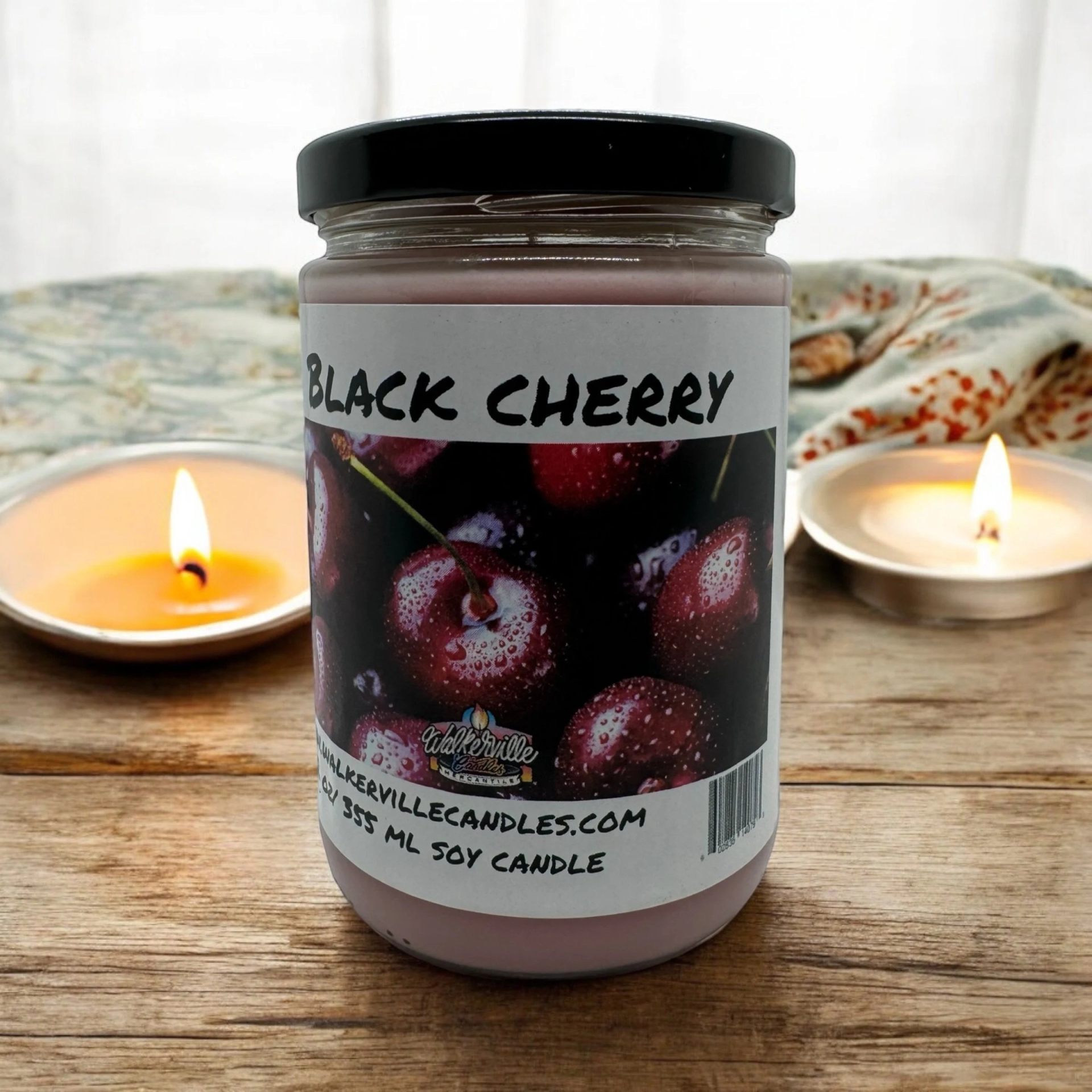 Black Cherry Vegan Coconut Soy 12 oz/ 355 ml Candle Hand-poured, Eco-friendly, Clean Burning, Fruity