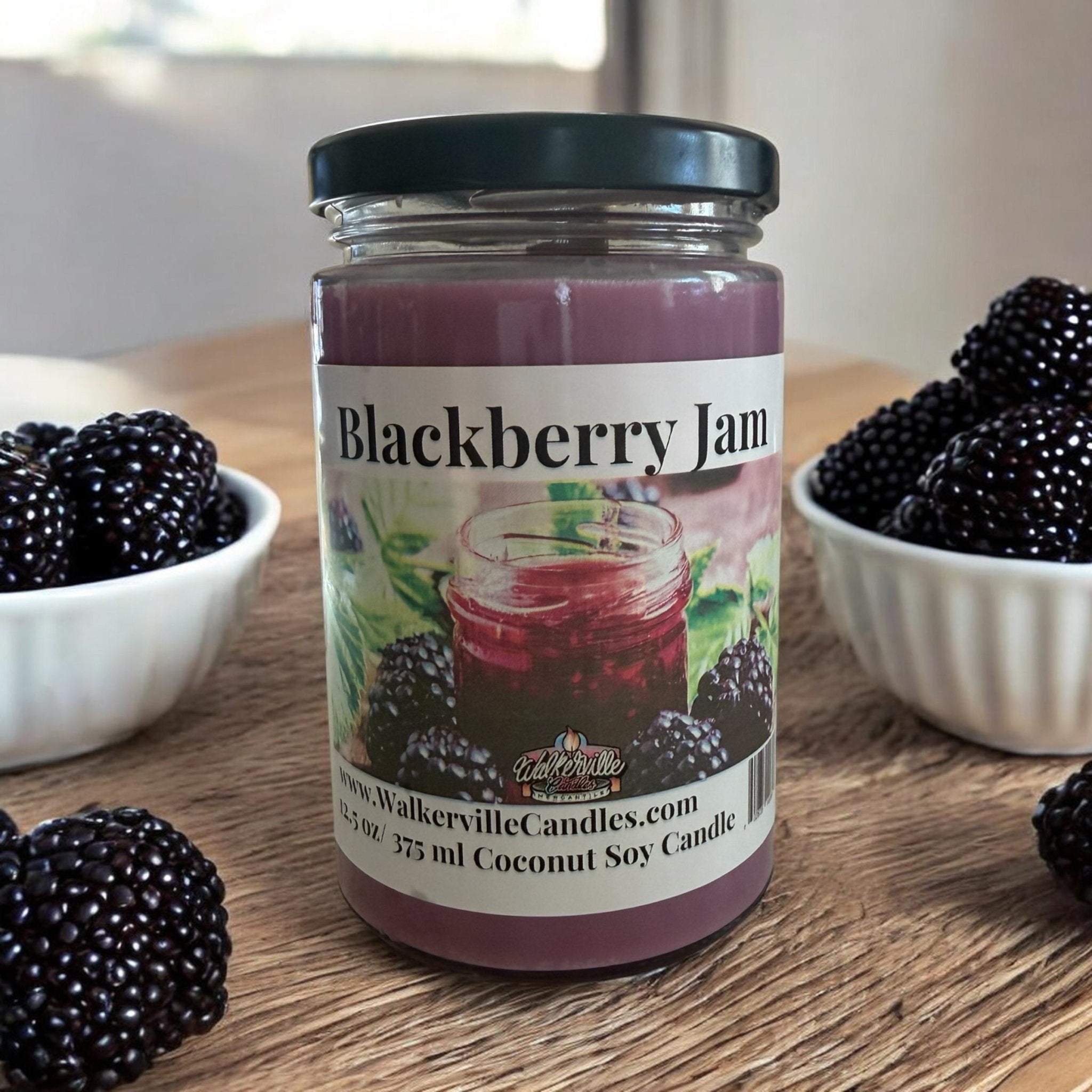 Blackberry Jam Coconut Soy 12.5 oz/ 375 ml Candle Wood Wick - Walkerville Candles