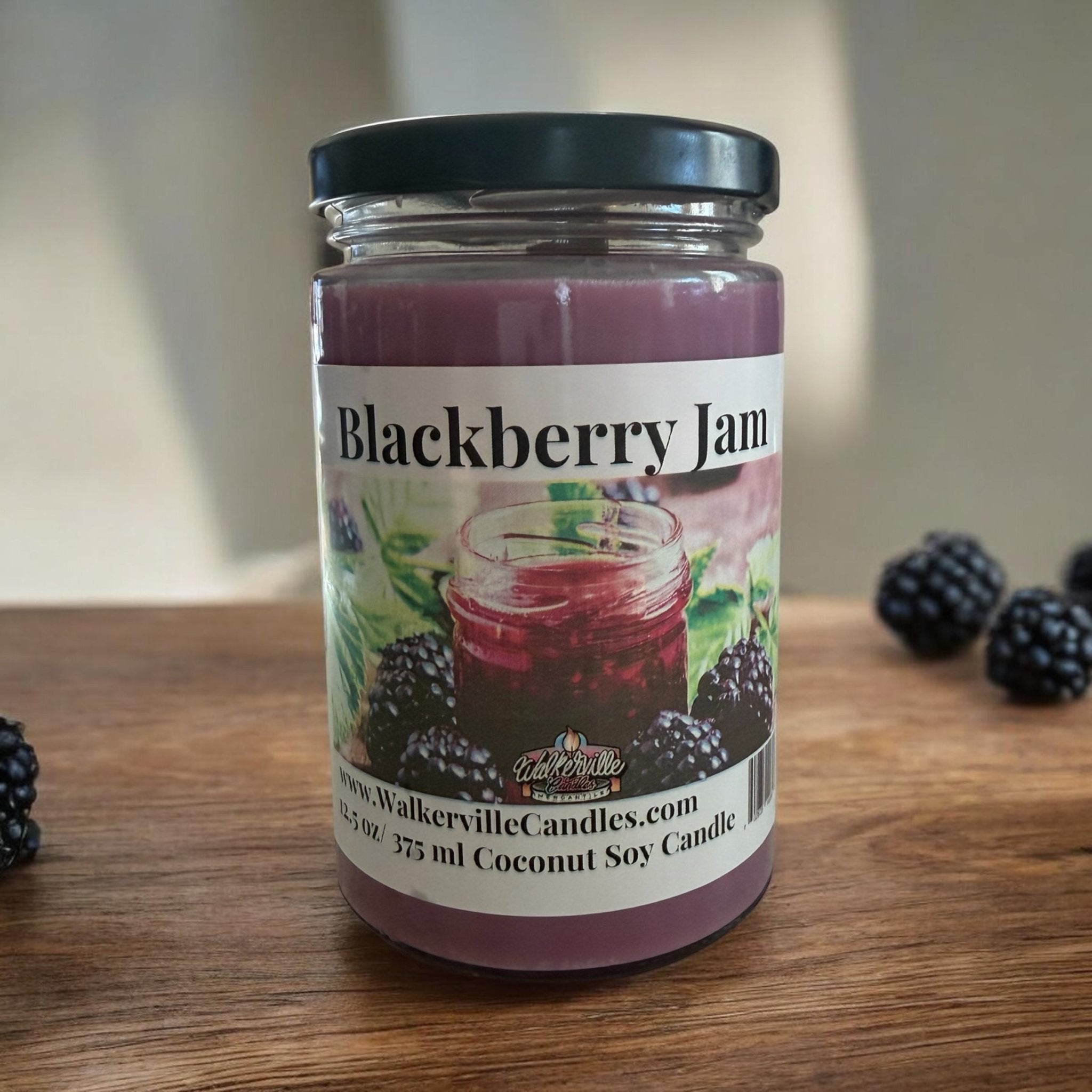 Blackberry Jam Coconut Soy 12.5 oz/ 375 ml Candle Wood Wick - Walkerville Candles