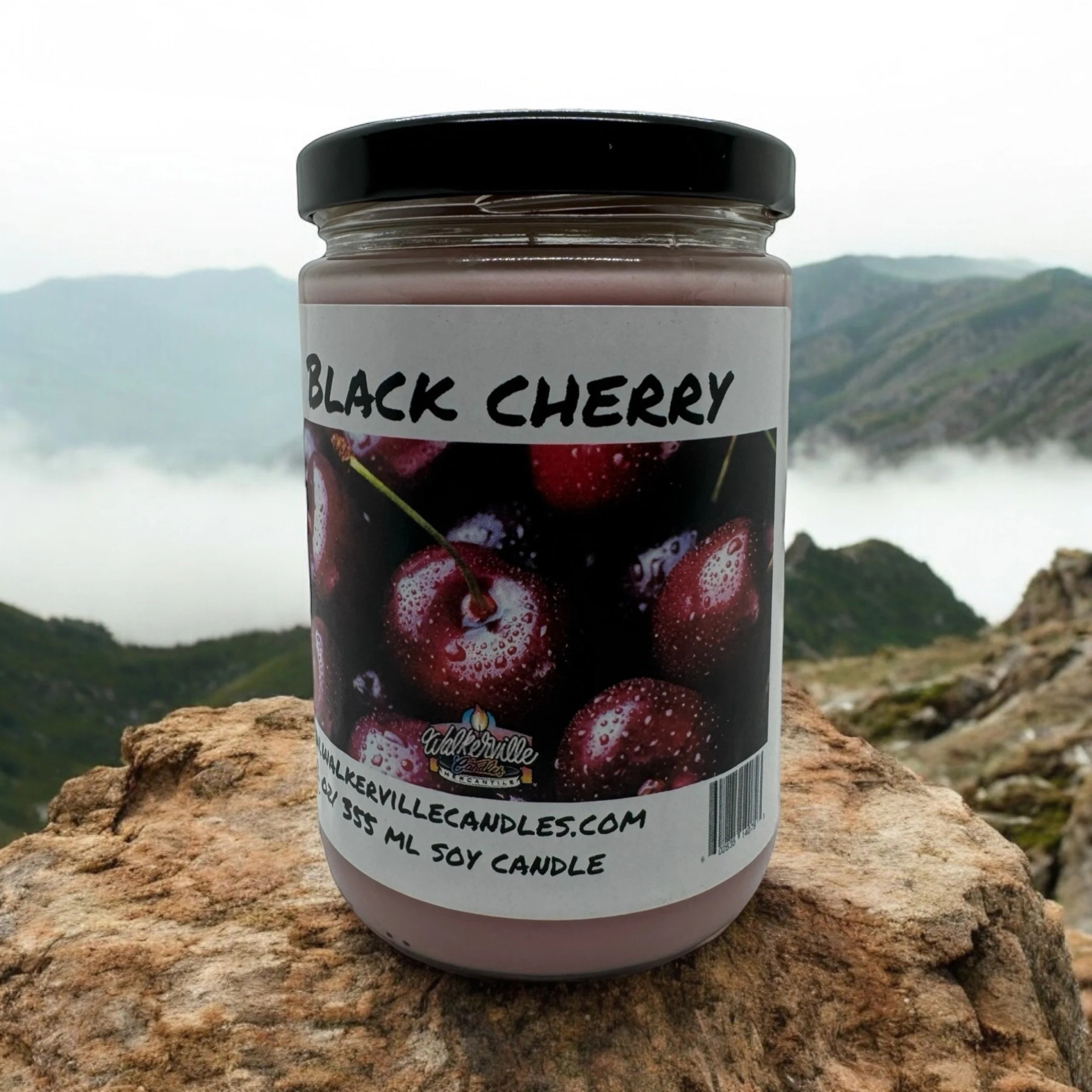 Black Cherry Vegan Coconut Soy 12 oz/ 355 ml Candle Hand-poured, Eco-friendly, Clean Burning, Fruity Wood Wick