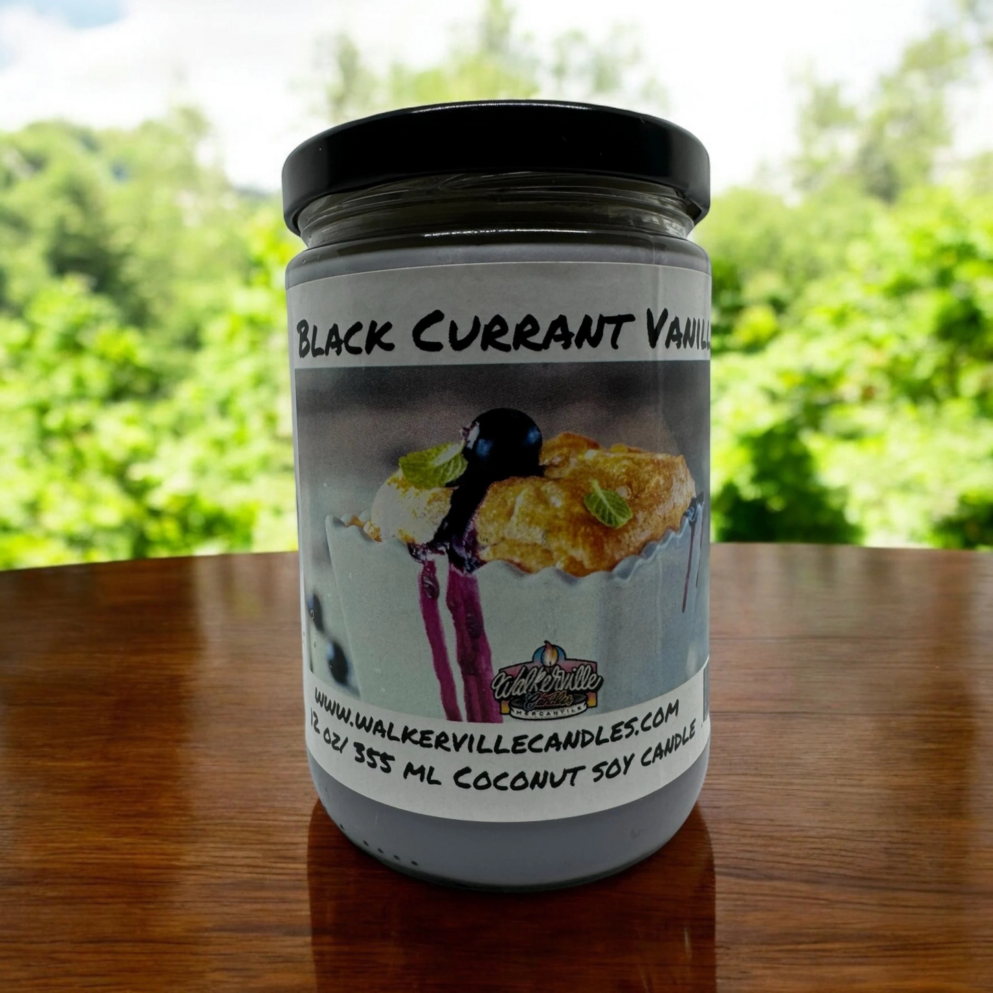 Black Currant Vanilla 100% Coconut Soy Eco-friendly 12 oz Candle Wood Wick