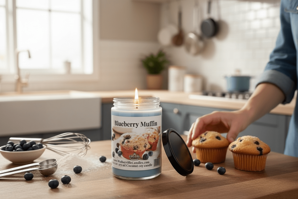 Blueberry Muffin Coconut Soy 12.5 oz/ 375 ml Candle Wood Wick - Walkerville Candles