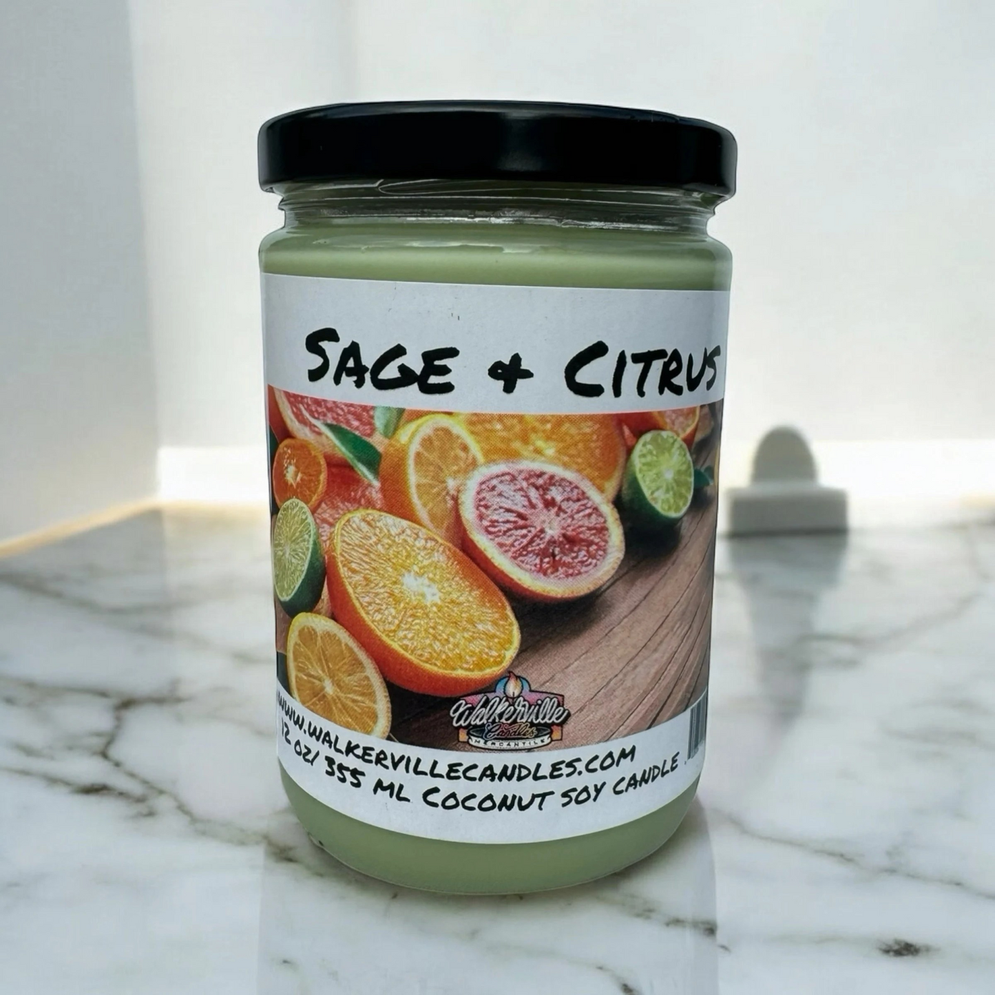 Sage & Citrus 100% Coconut Soy Eco-friendly 12 oz Candle Wood Wick