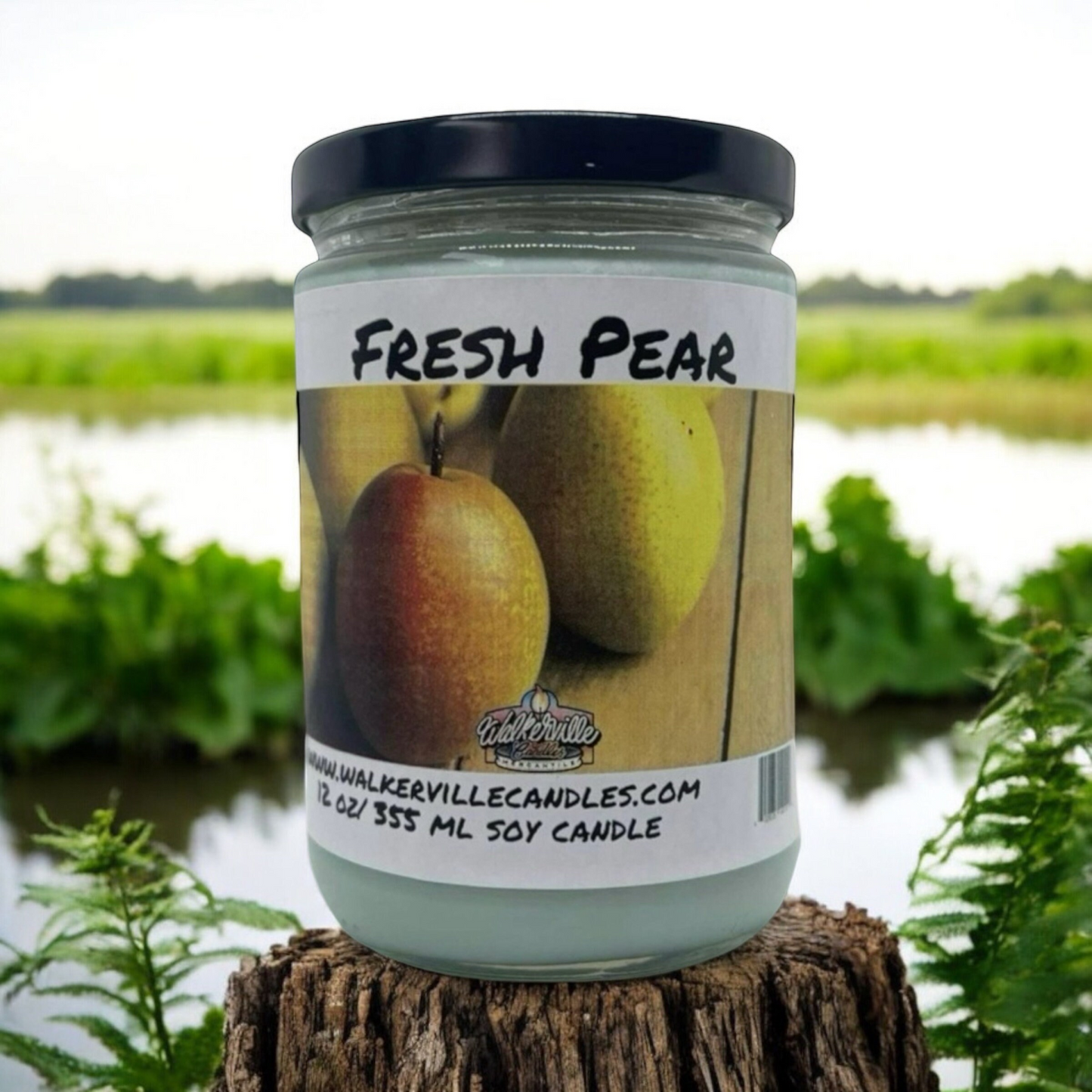 Fresh Pear 100% Coconut Soy Eco-friendly 12 oz Candle Wood Wick