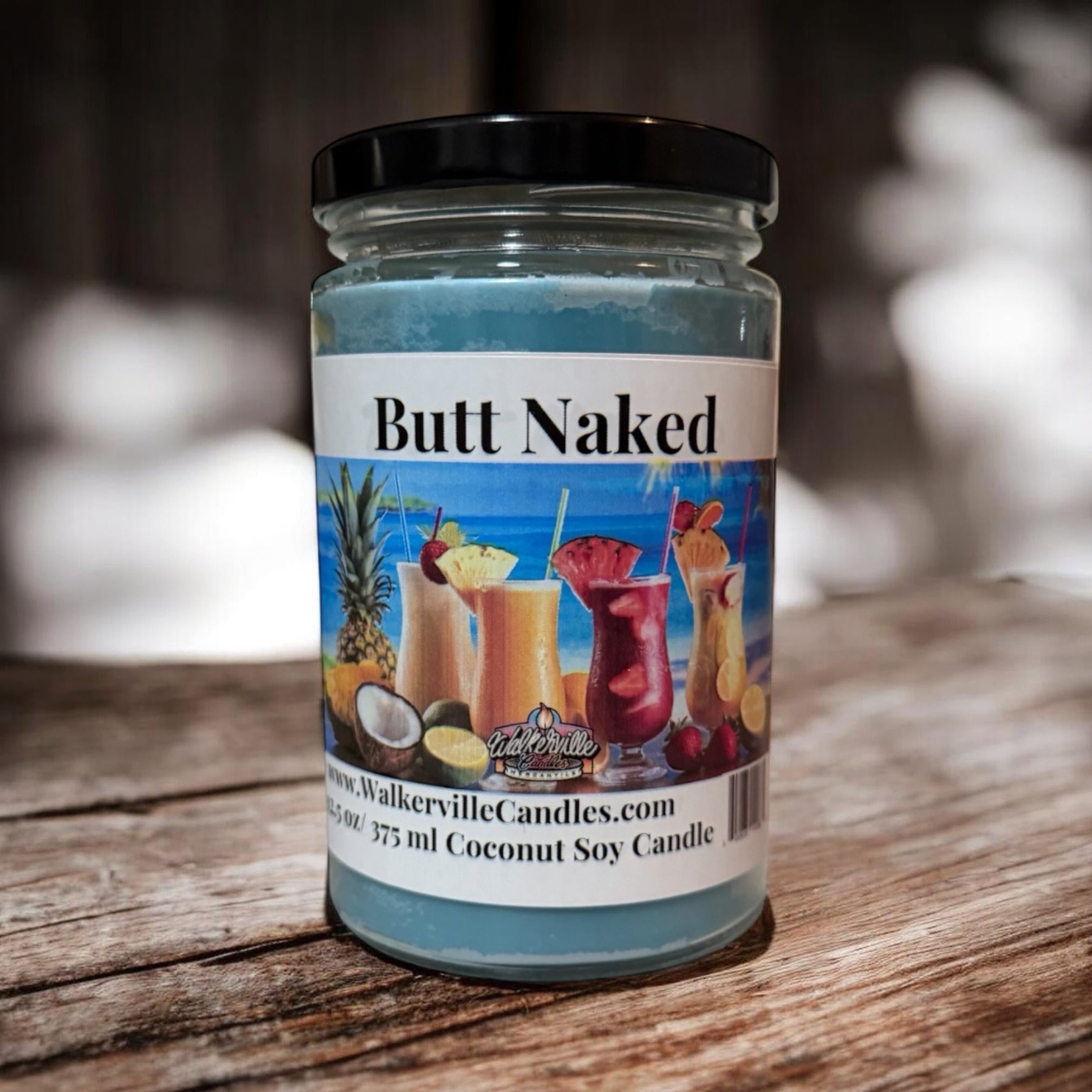Butt Naked Coconut Soy 12.5 oz/ 375 ml Candle Wood Wick - Walkerville Candles