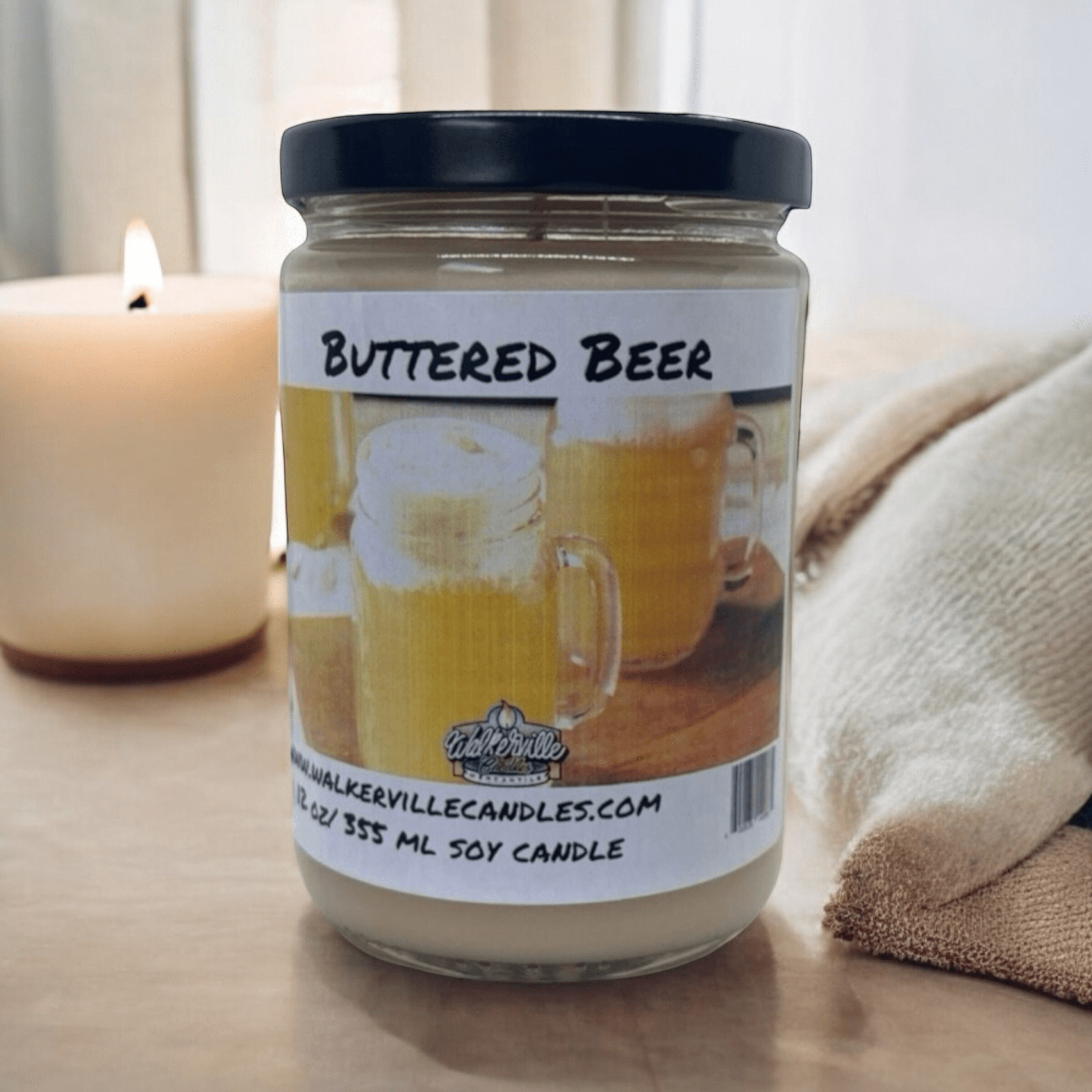 Buttered Beer Coconut Soy 12.5 oz/ 375 ml Candle Wood Wick - Walkerville Candles