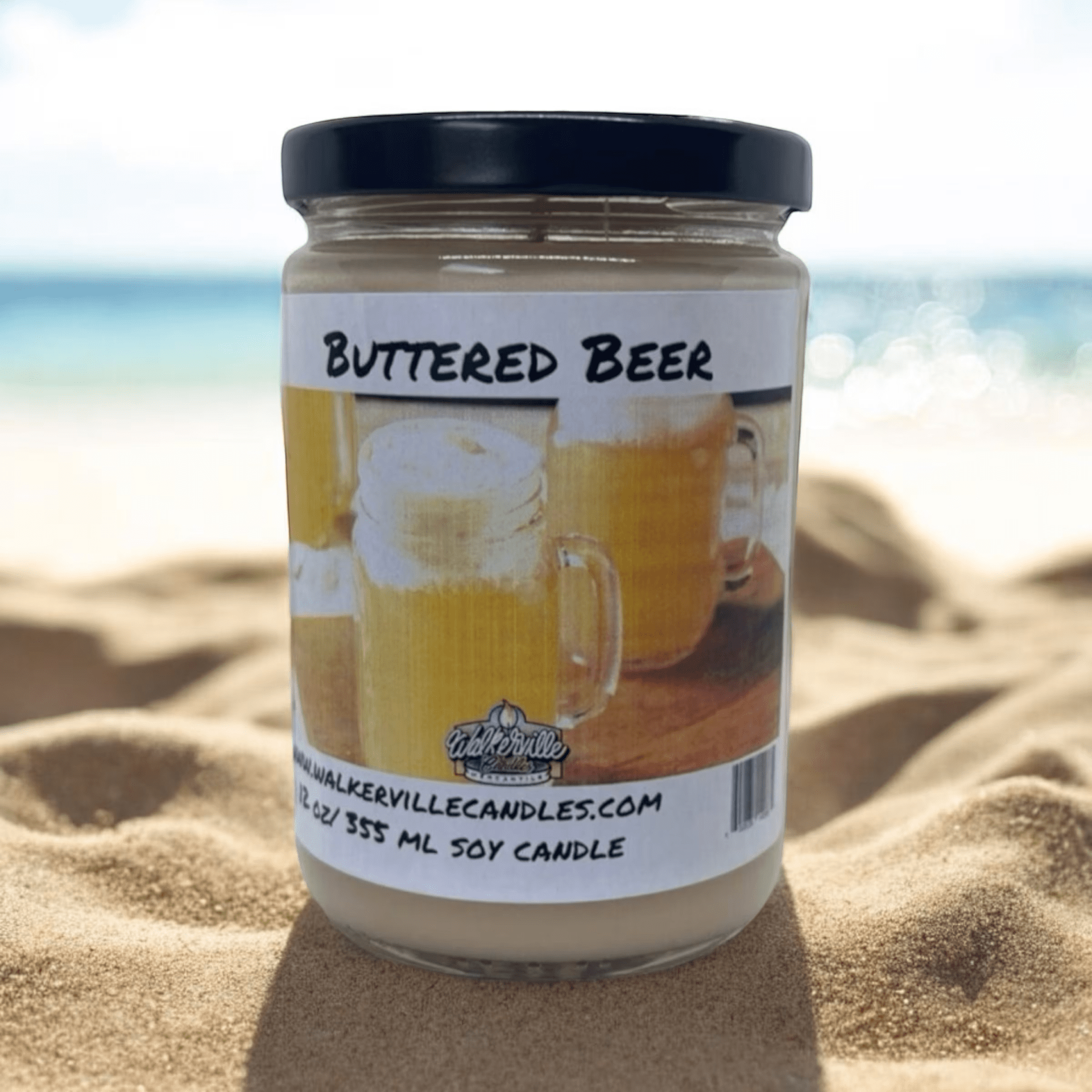 Buttered Beer Coconut Soy 12.5 oz/ 375 ml Candle Wood Wick - Walkerville Candles