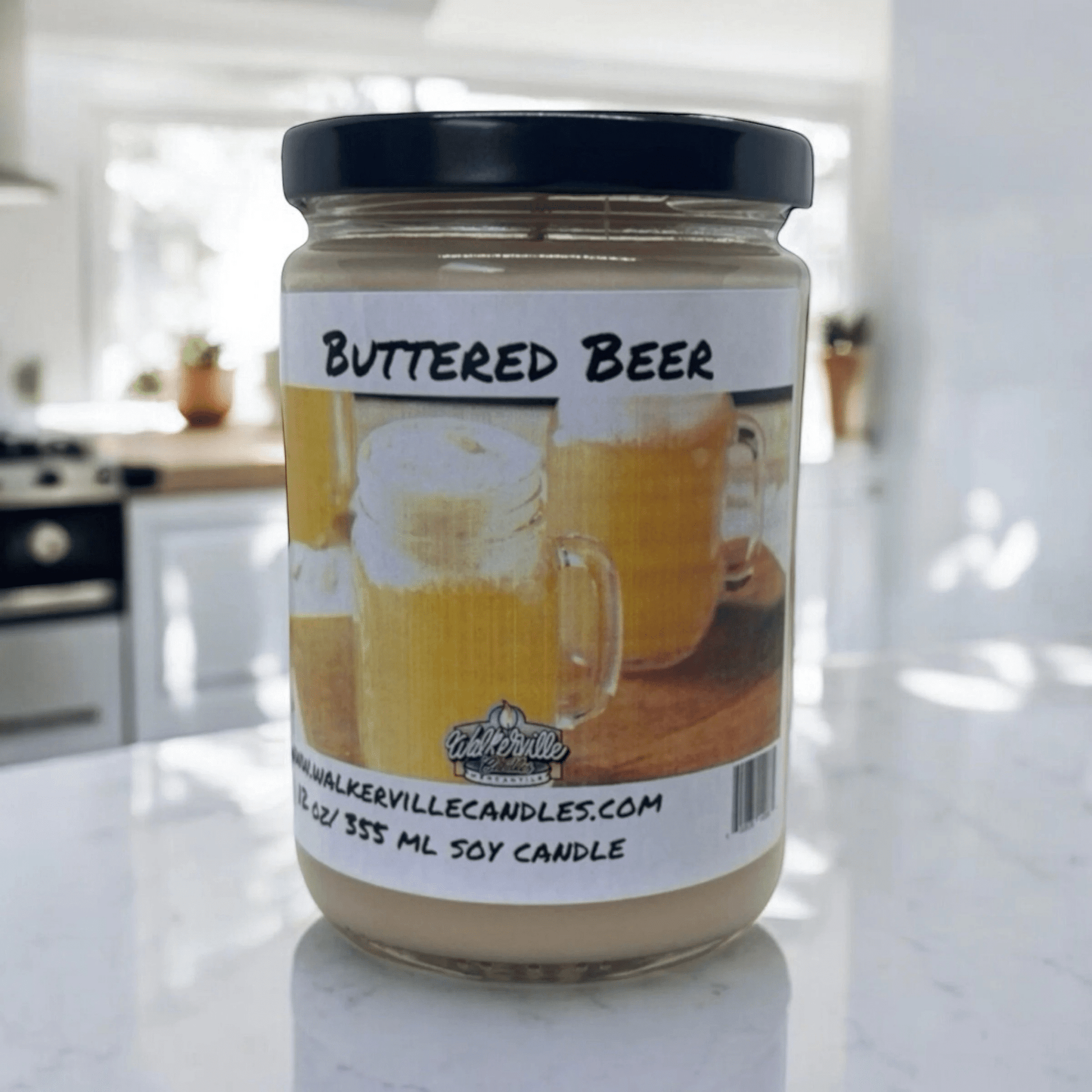 Buttered Beer Coconut Soy 12.5 oz/ 375 ml Candle Wood Wick - Walkerville Candles