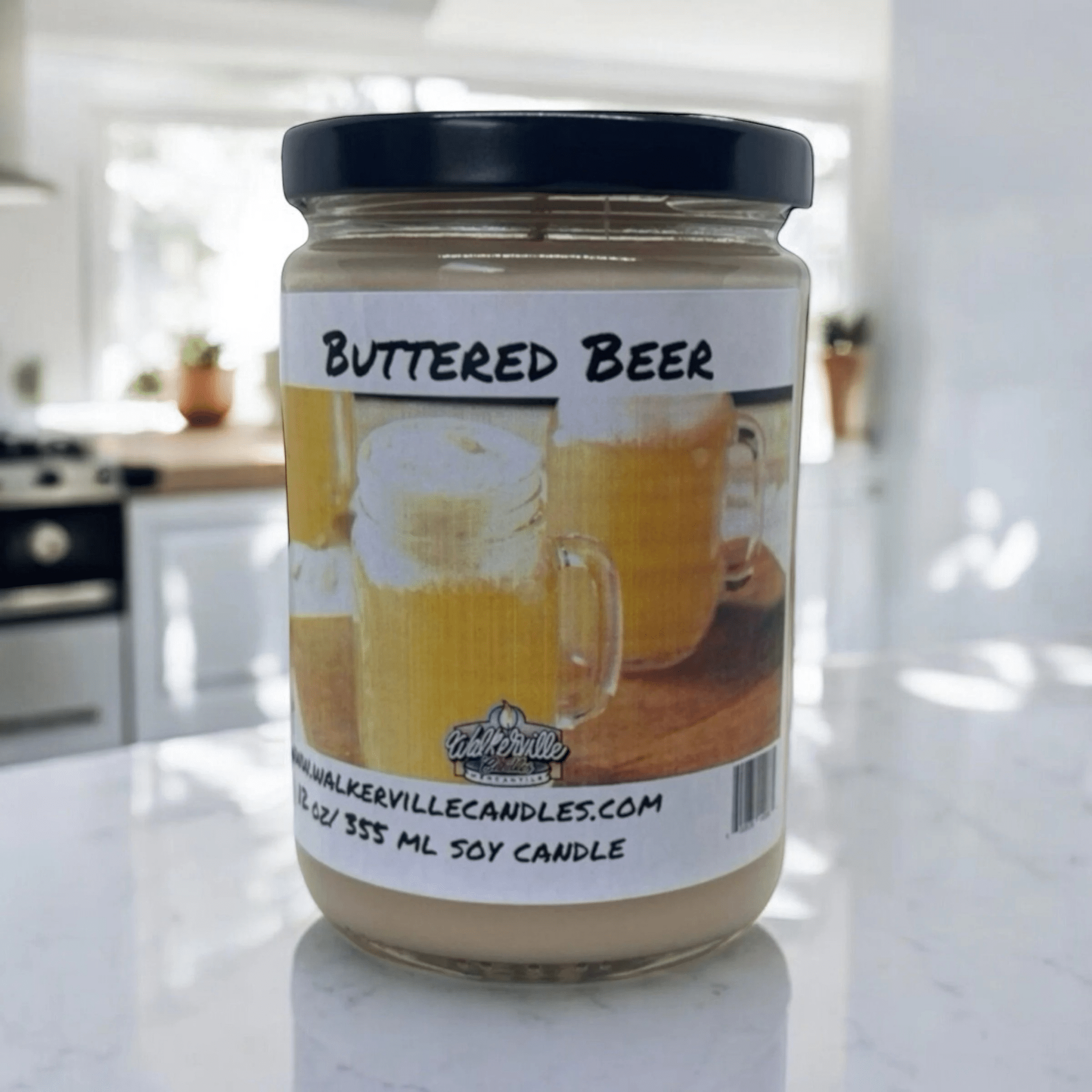 Buttered Beer Coconut Soy 12.5 oz/ 375 ml Candle Wood Wick - Walkerville Candles