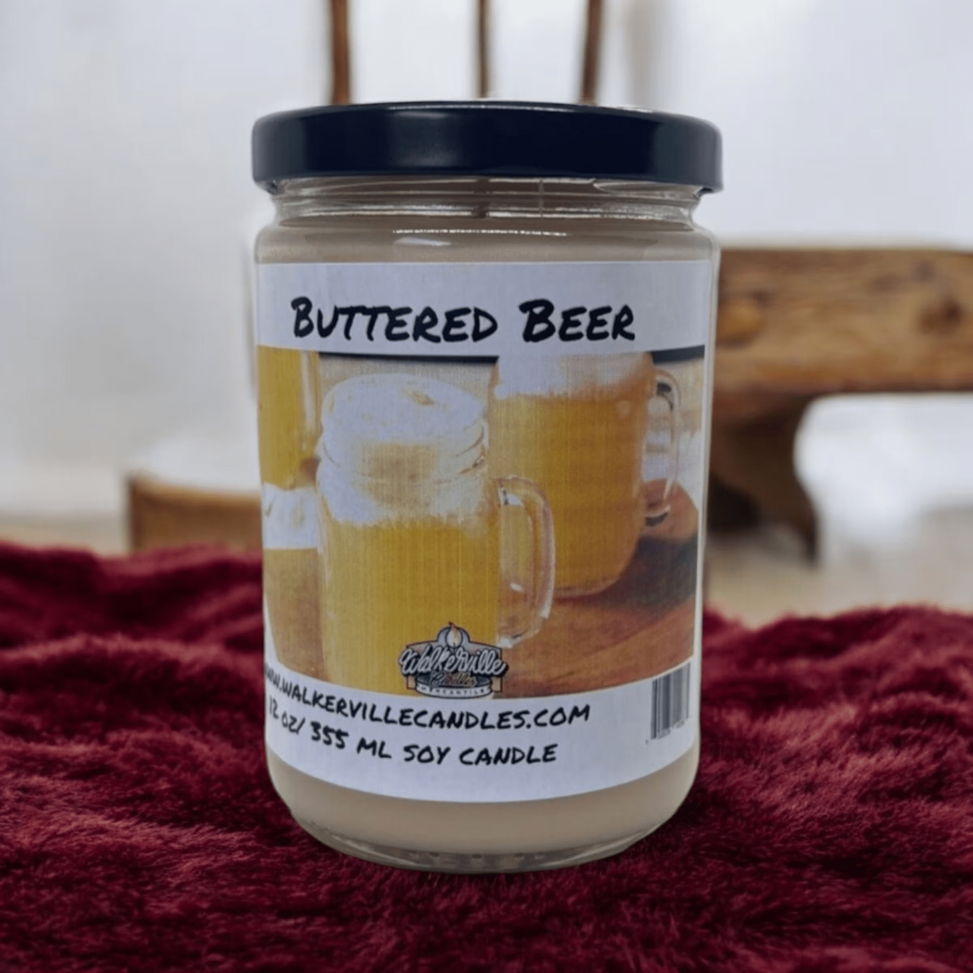 Buttered Beer Coconut Soy 12.5 oz/ 375 ml Candle Wood Wick - Walkerville Candles