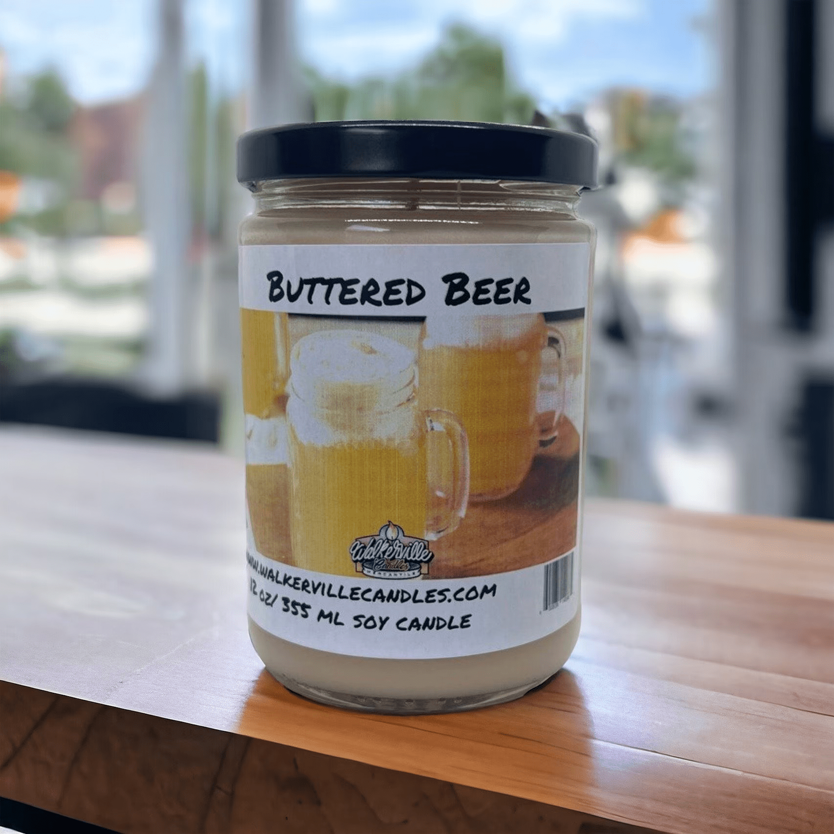 Buttered Beer Coconut Soy 12.5 oz/ 375 ml Candle Wood Wick - Walkerville Candles