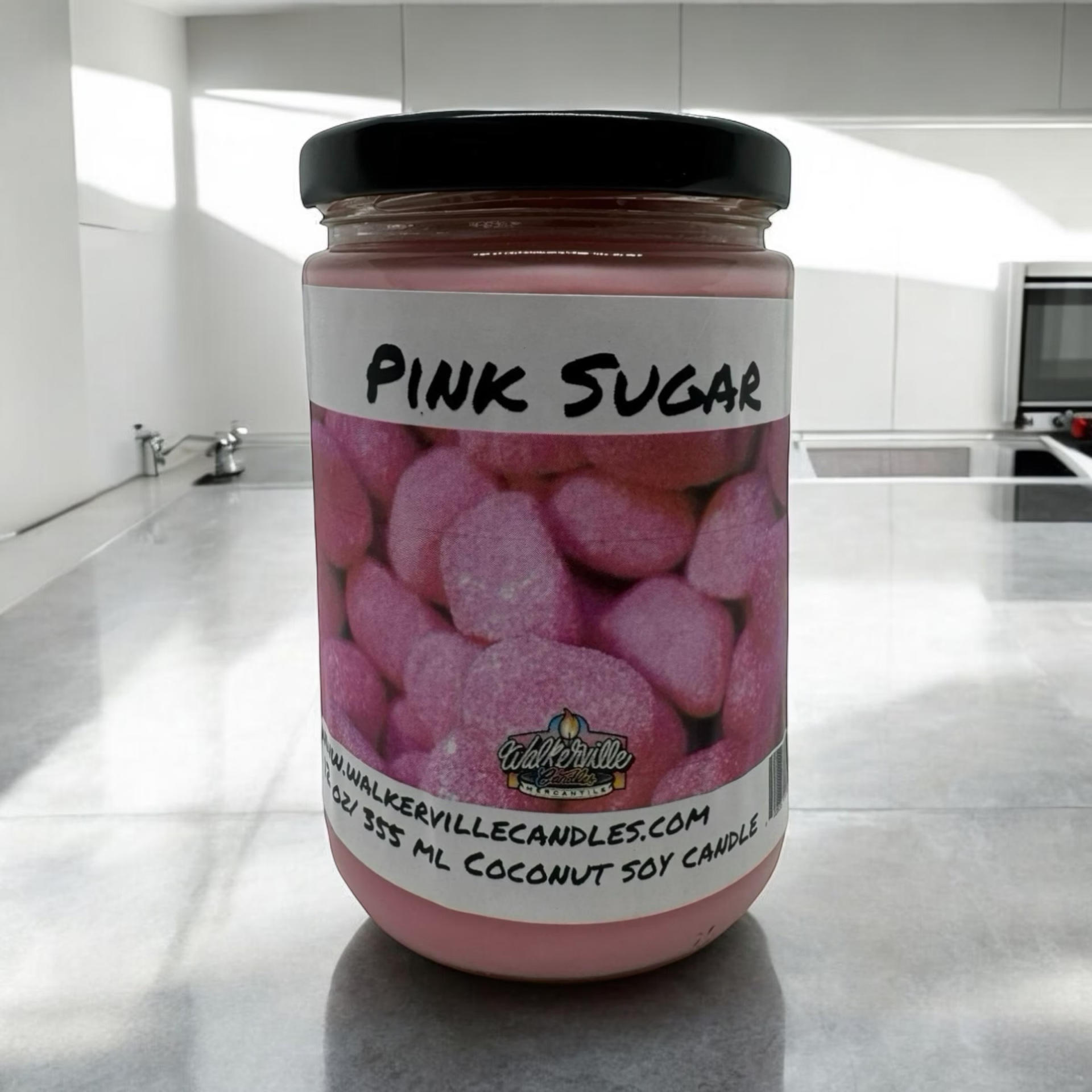 Pink Sugar Vegan Coconut Soy 12 oz/ 355 ml Candle Hand-poured, Eco-friendly, Clean Burning, Woodsy/ Clean Fruity Bakery Food Drink Wood Wick