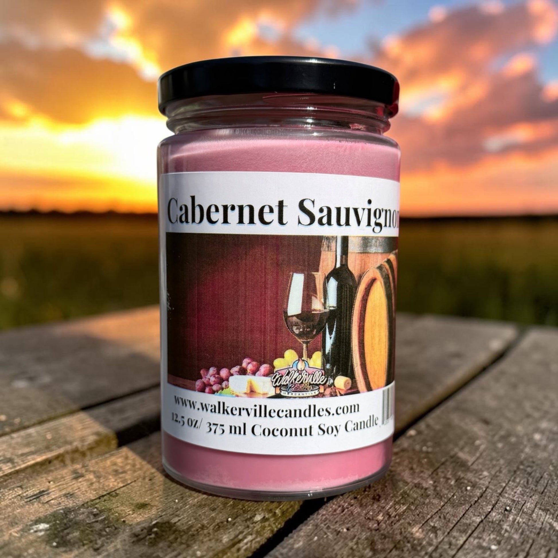 Cabernet Sauvignon Coconut Soy 12.5 oz/ 375 ml Candle Wood Wick - Walkerville Candles
