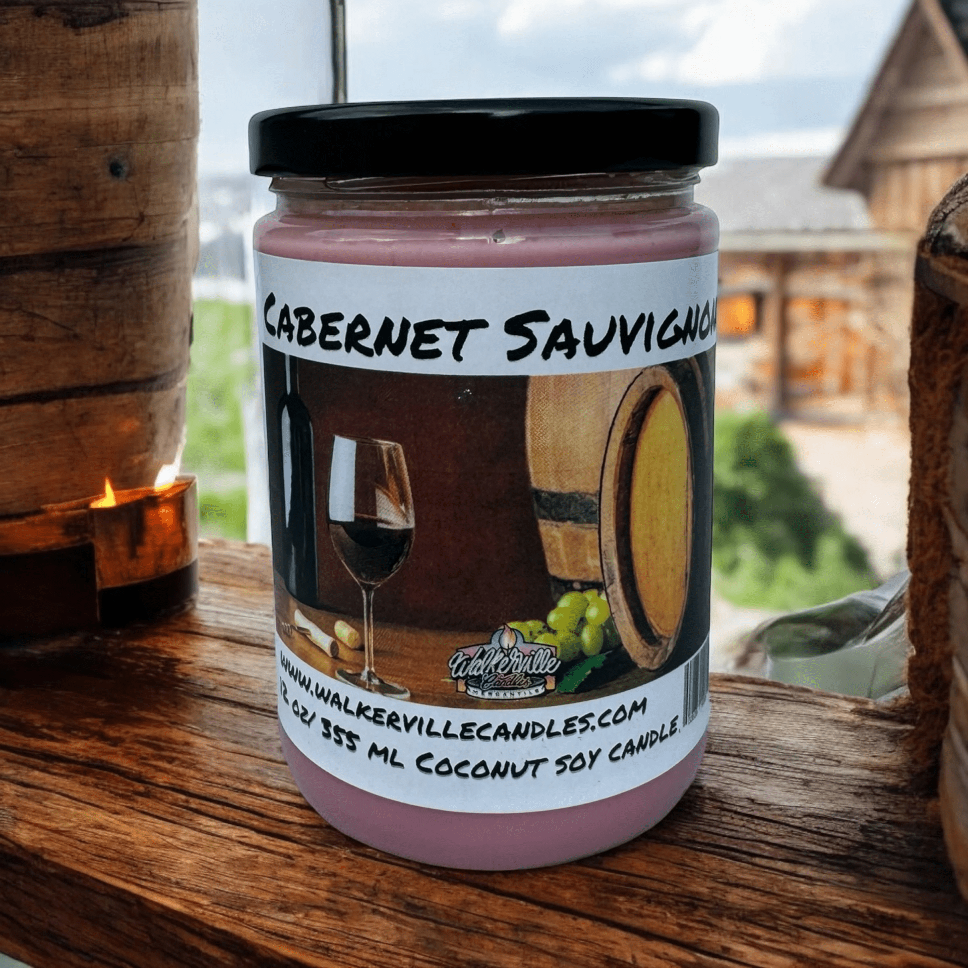 Cabernet Sauvignon Coconut Soy 12.5 oz/ 375 ml Candle Wood Wick - Walkerville Candles