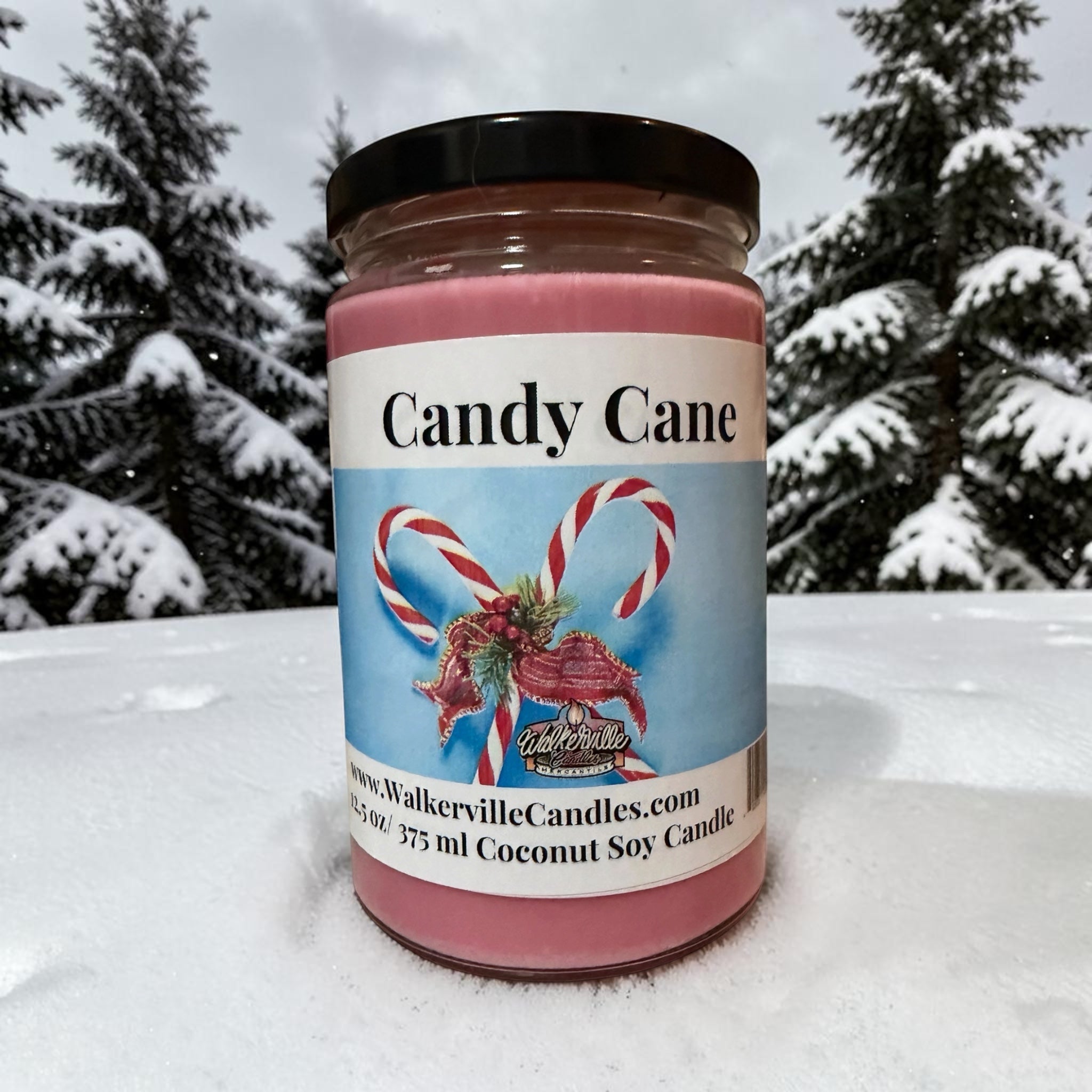 Candy Cane Coconut Soy 12.5 oz/ 375 ml Candle Wood Wick - Walkerville Candles