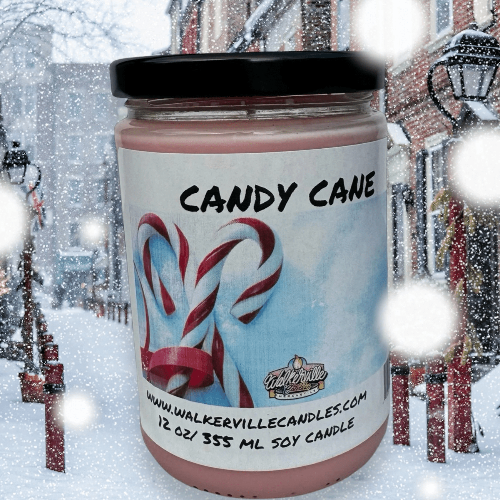 Candy Cane Coconut Soy 12.5 oz/ 375 ml Candle Wood Wick - Walkerville Candles
