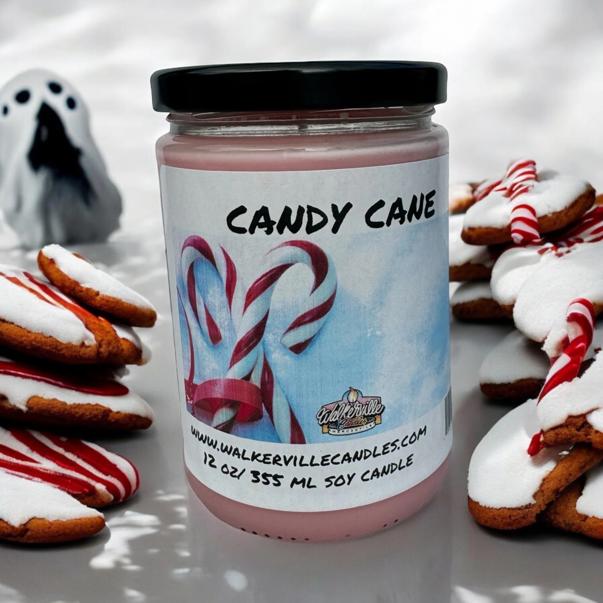 Candy Cane Vegan Coconut Soy 12 oz/ 355 ml Candle Hand-poured, Eco-friendly, Clean Burning, Bakery, Food, Drink Christmas Wood Wick