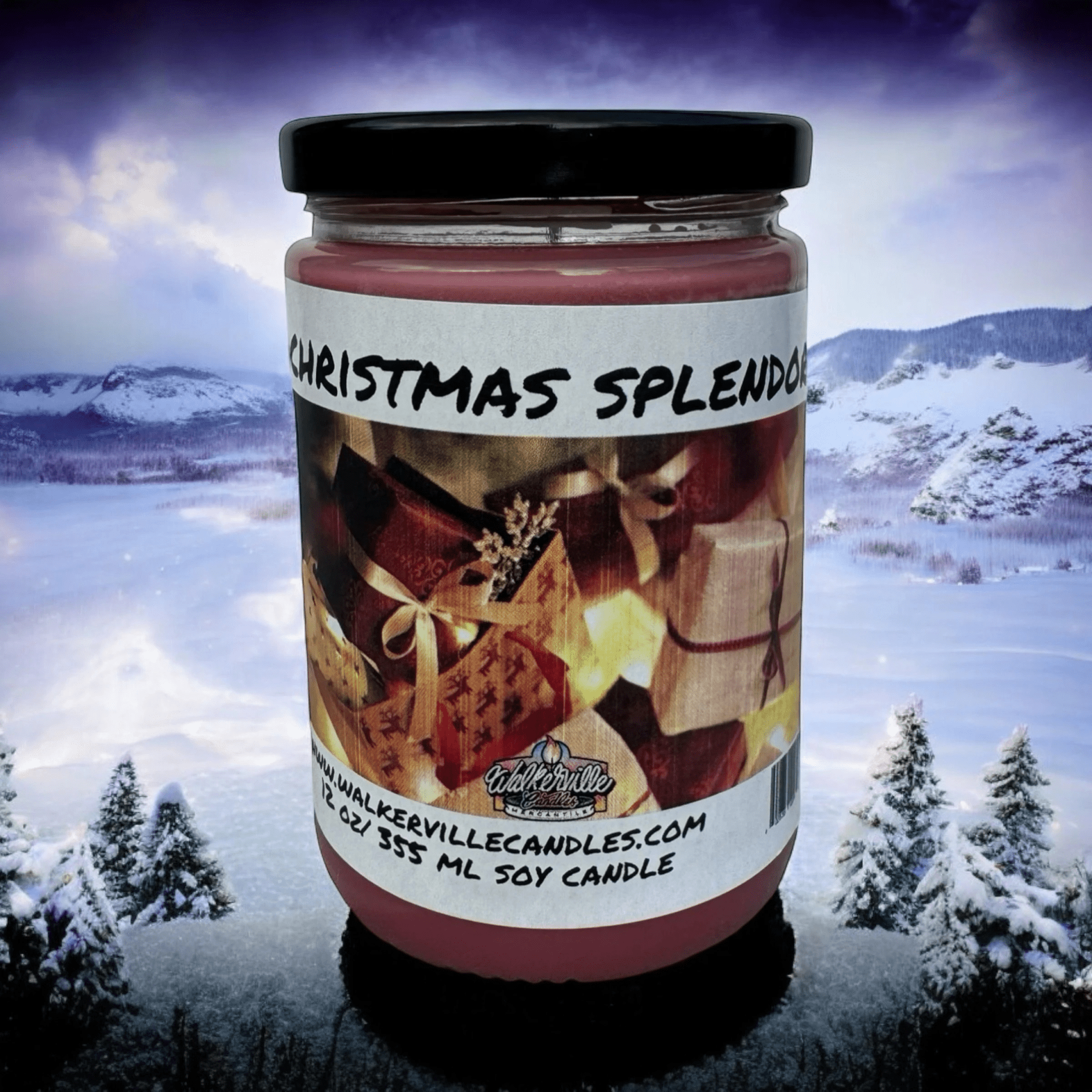Christmas Splendor Coconut Soy 12.5 oz/ 375 ml Candle Wood Wick - Walkerville Candles