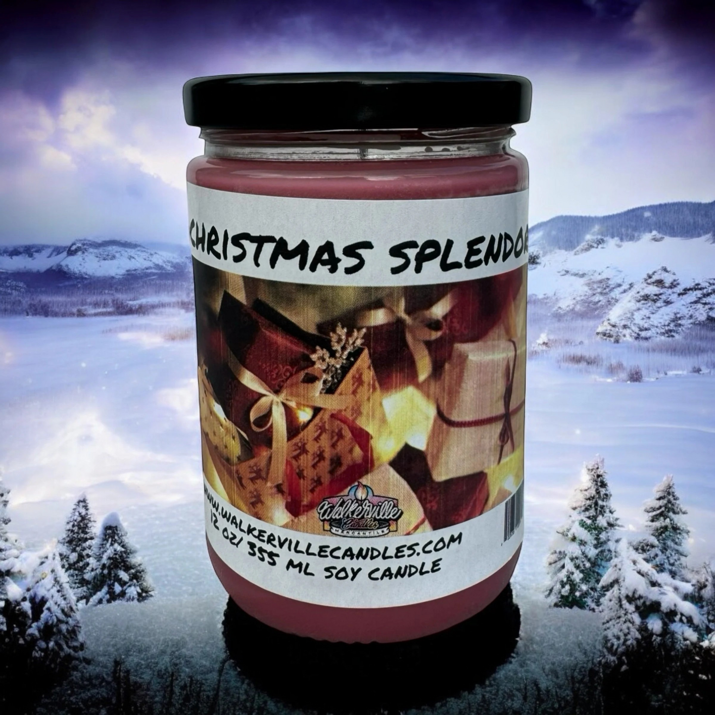 Christmas Splendor 100% Coconut Soy Eco-friendly 12 oz Candle Wood Wick