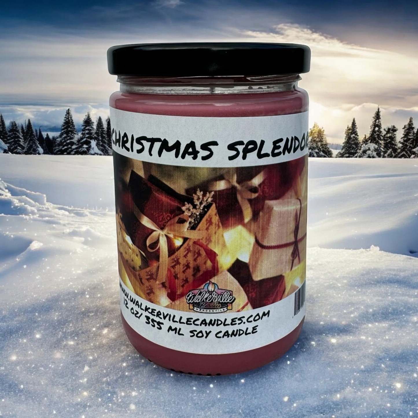 Christmas Splendor 100% Coconut Soy Eco-friendly 12 oz Candle Wood Wick