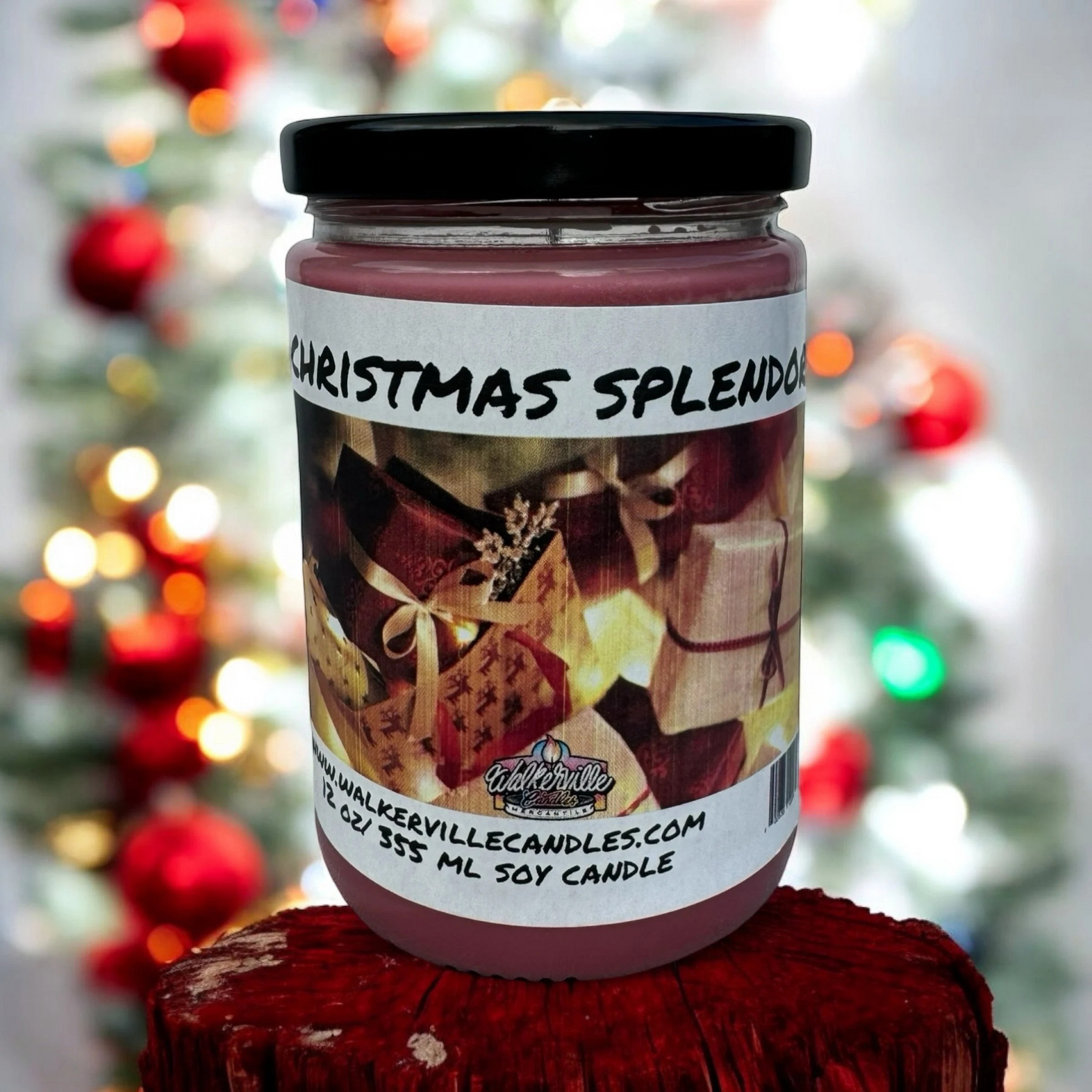 Christmas Splendor 100% Coconut Soy Eco-friendly 12 oz Candle Wood Wick