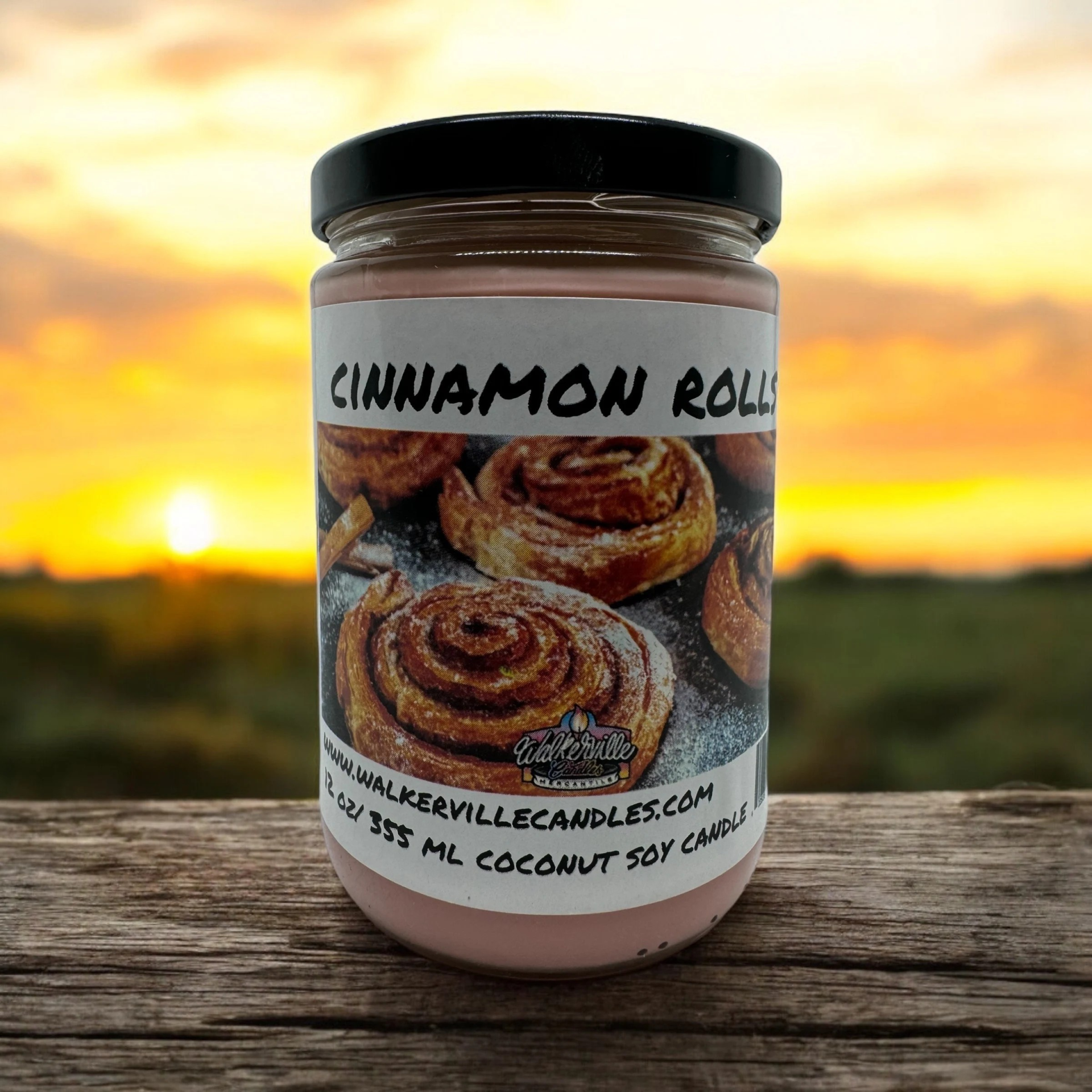 Cinnamon Rolls Vegan Coconut Soy 12 oz/ 355 ml Candle Hand-poured, Eco-friendly, Clean Burning, Bakery, Food, Drink Wood Wick