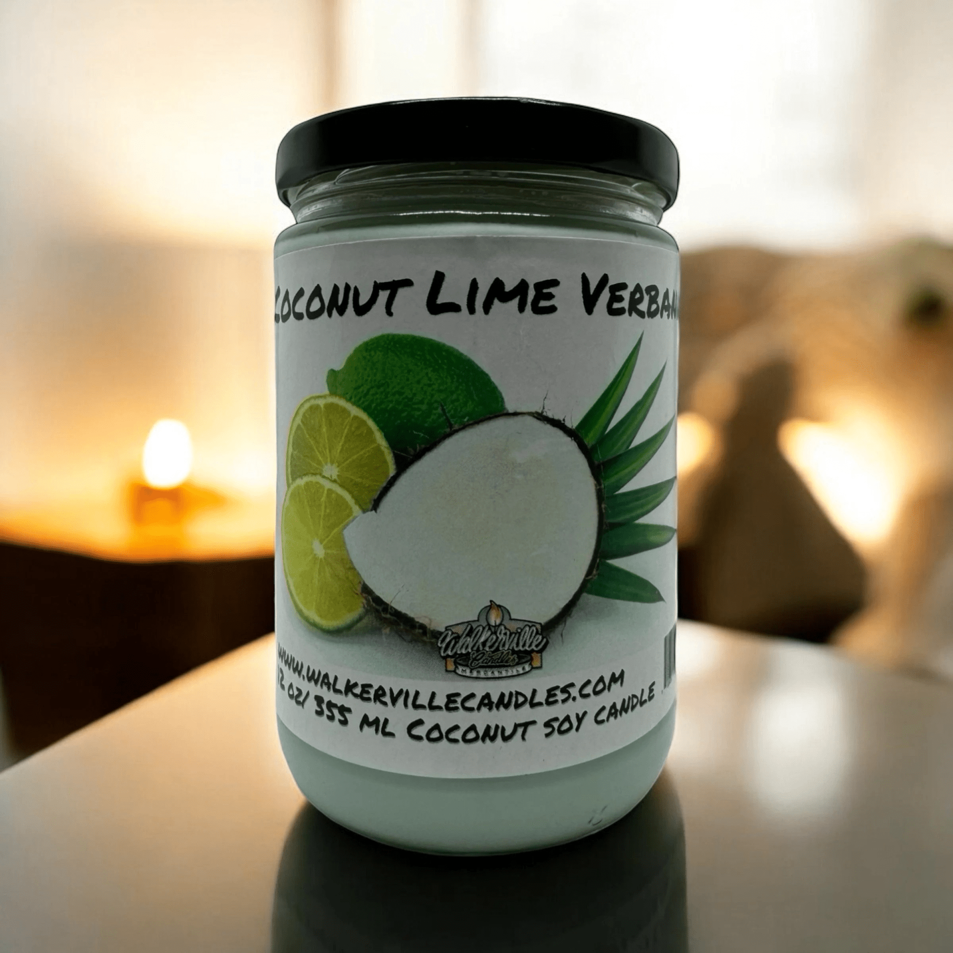 Coconut Lime Verbena Coconut Soy 12.5oz/ 375 ml Candle Wood Wick - Walkerville Candles
