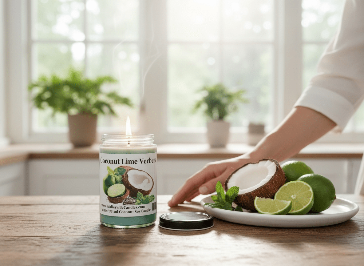 Coconut Lime Verbena Coconut Soy 12.5oz/ 375 ml Candle Wood Wick - Walkerville Candles