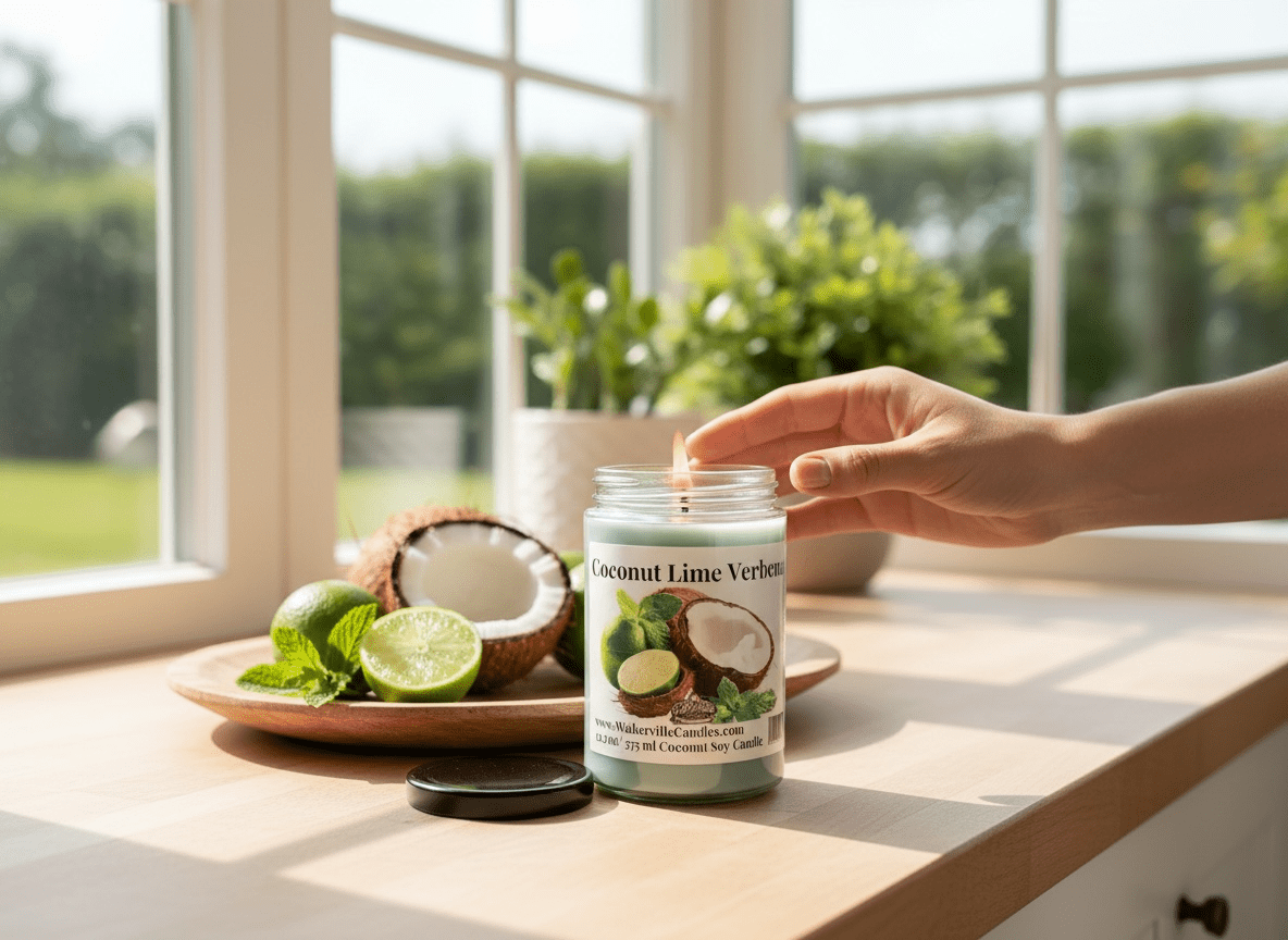 Coconut Lime Verbena Coconut Soy 12.5oz/ 375 ml Candle Wood Wick - Walkerville Candles