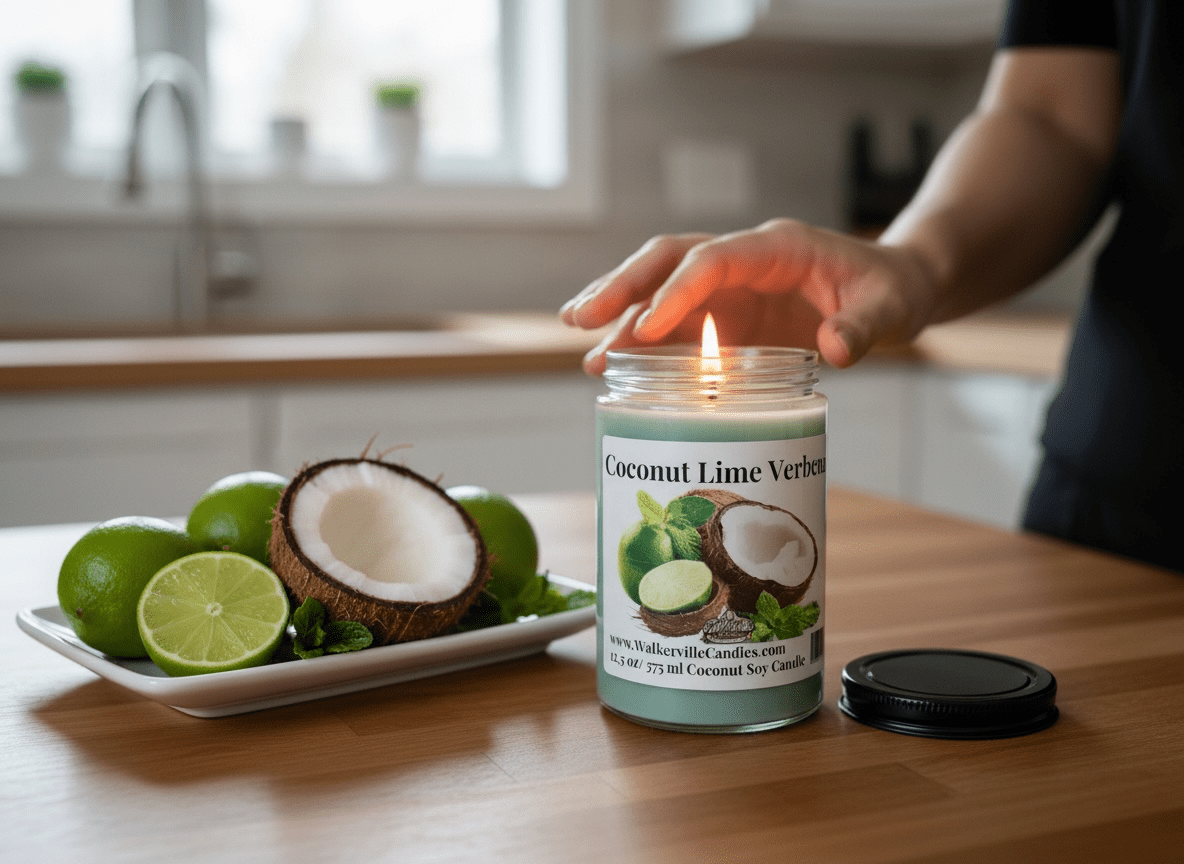Coconut Lime Verbena Coconut Soy 12.5oz/ 375 ml Candle Wood Wick - Walkerville Candles