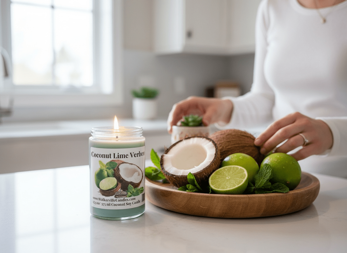 Coconut Lime Verbena Coconut Soy 12.5oz/ 375 ml Candle Wood Wick - Walkerville Candles