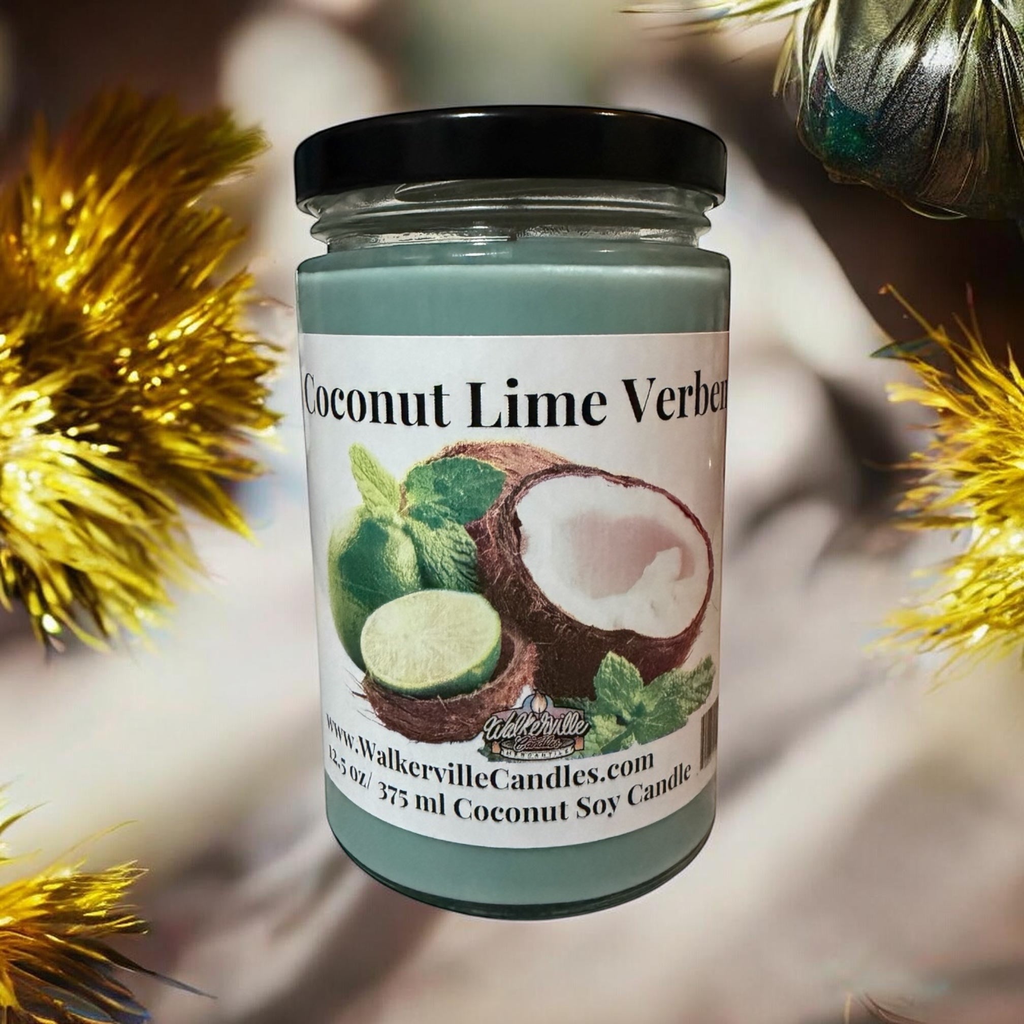 Coconut Lime Verbena Coconut Soy 12.5oz/ 375 ml Candle Wood Wick - Walkerville Candles
