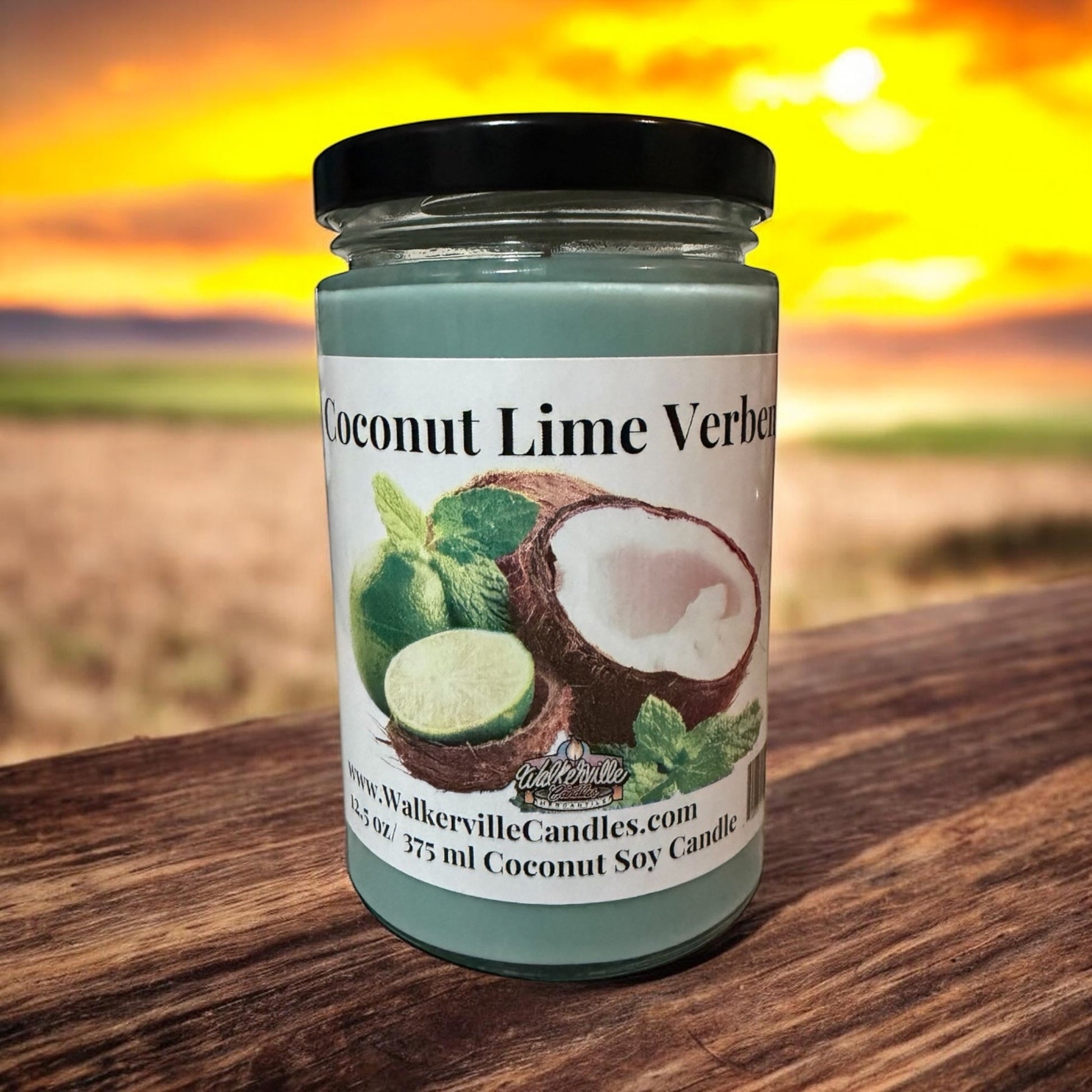 Coconut Lime Verbena Coconut Soy 12.5oz/ 375 ml Candle Wood Wick - Walkerville Candles