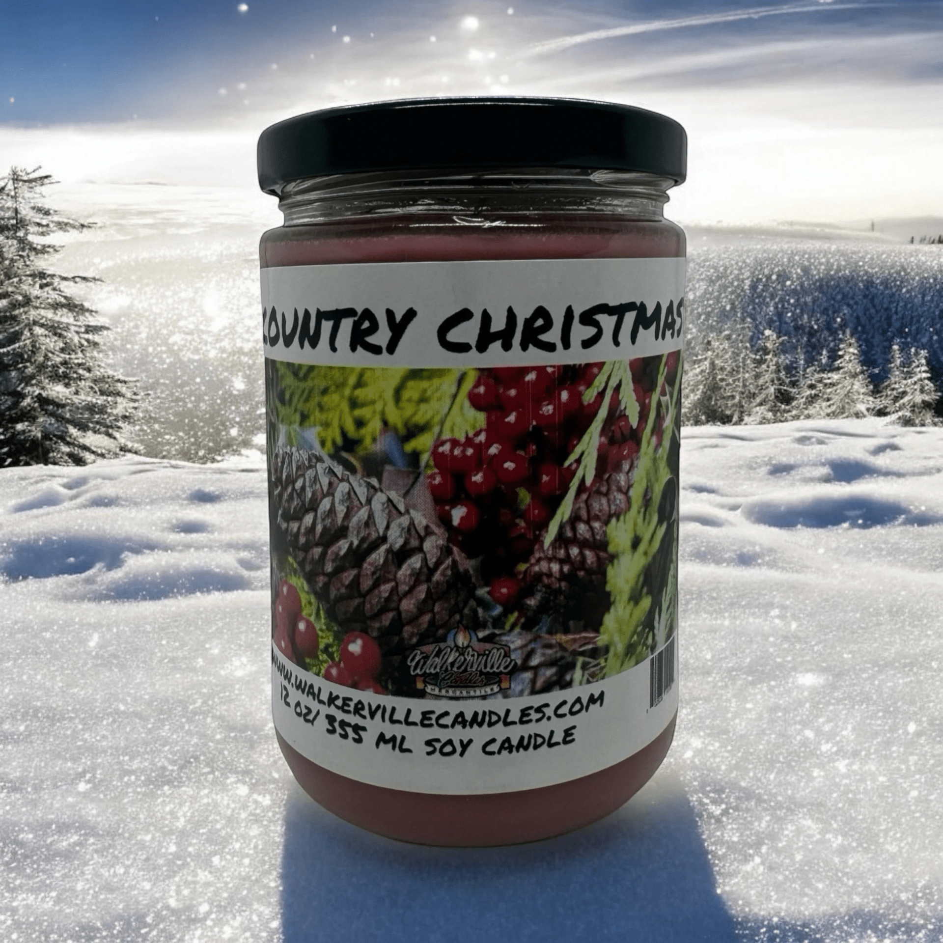 Country Christmas Coconut Soy 12.5 oz/ 375 ml Candle Wood Wick - Walkerville Candles
