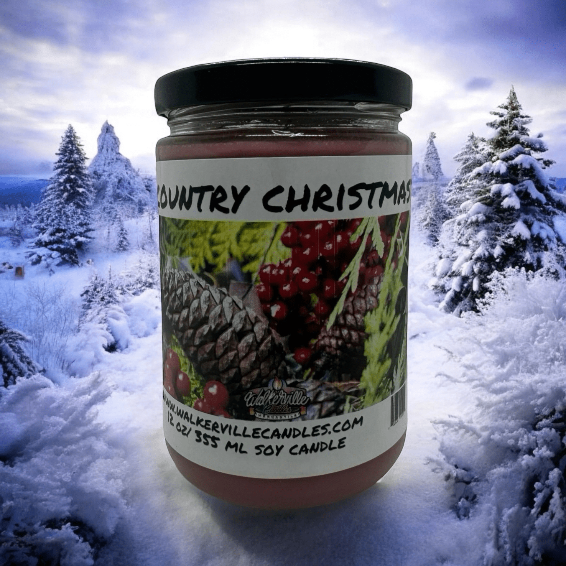 Country Christmas Coconut Soy 12.5 oz/ 375 ml Candle Wood Wick - Walkerville Candles
