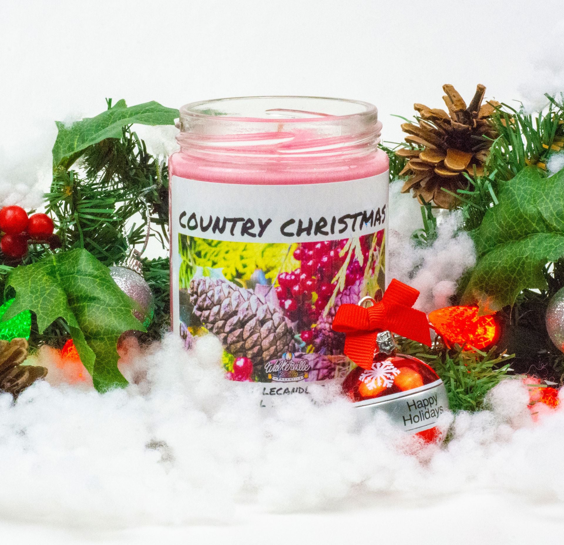 Country Christmas Vegan Coconut Soy 12 oz/ 355 ml Candle Hand-poured, Eco-friendly, Clean Burning, Fruity Christmas