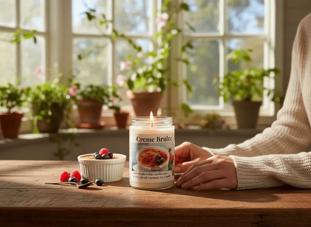 Crème Brulée Coconut Soy 12.5 oz/ 375 ml Candle Wood Wick - Walkerville Candles