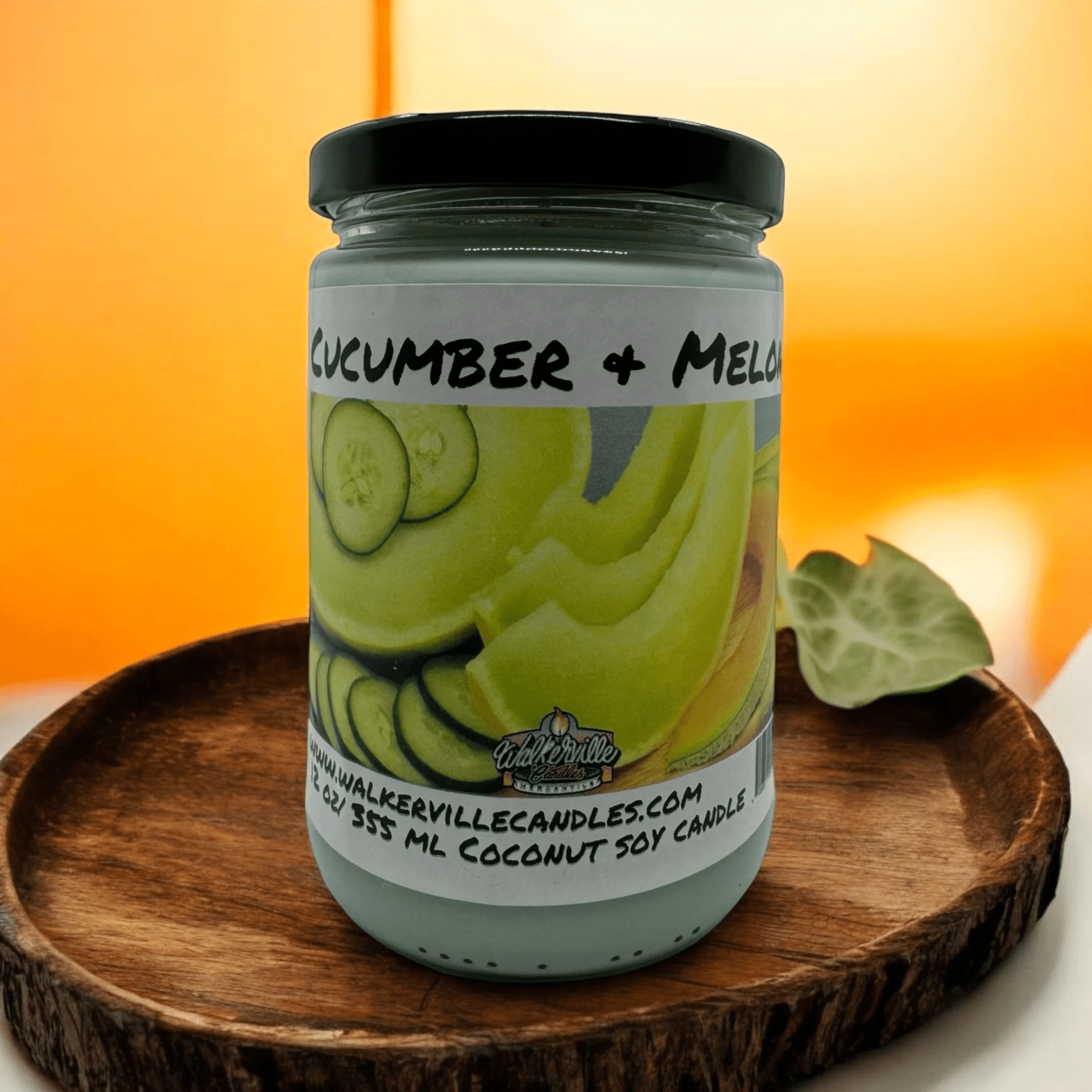 Cucumber & Melon Coconut Soy 12.5 oz/ 375 ml Candle Wood Wick - Walkerville Candles