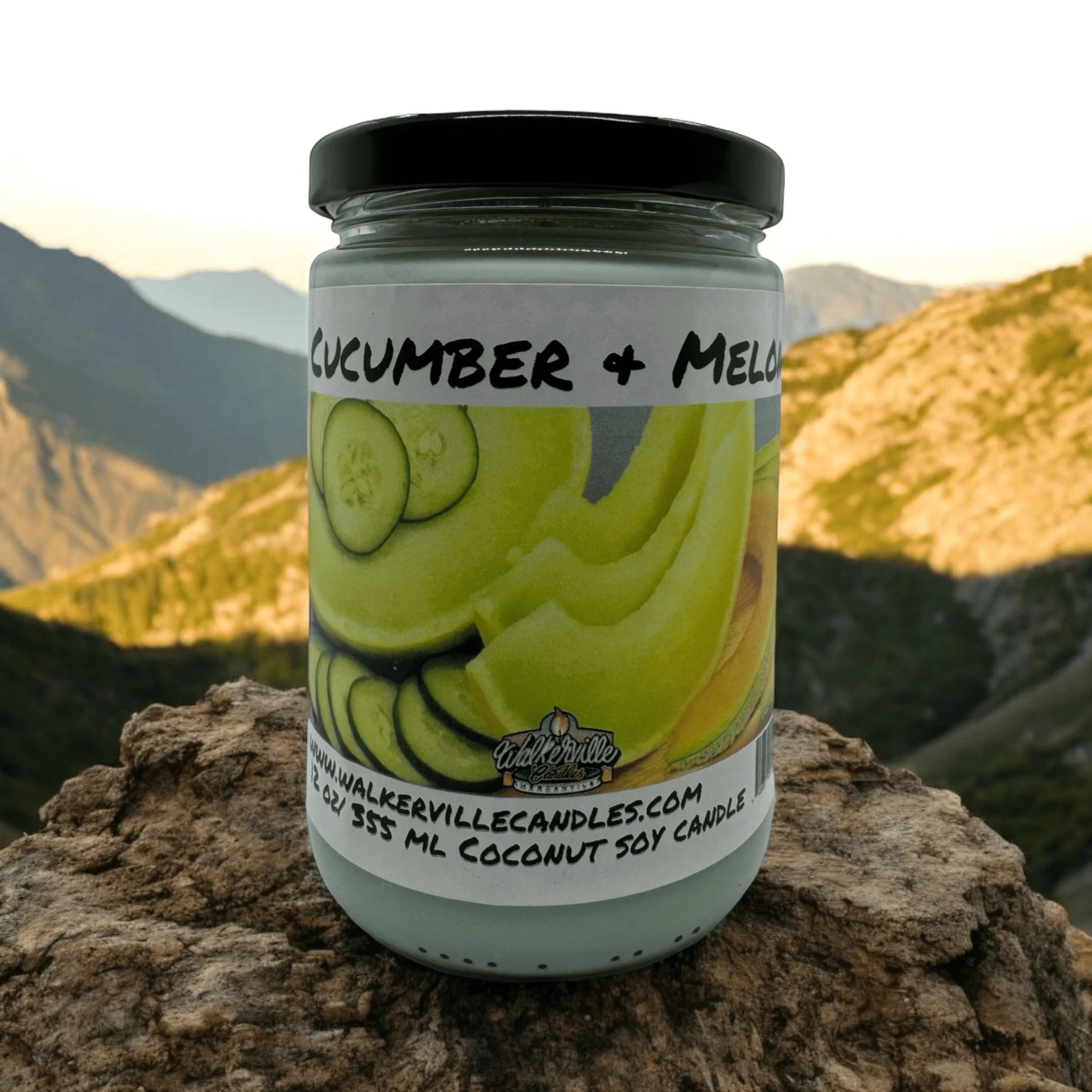 Cucumber & Melon Coconut Soy 12.5 oz/ 375 ml Candle Wood Wick - Walkerville Candles