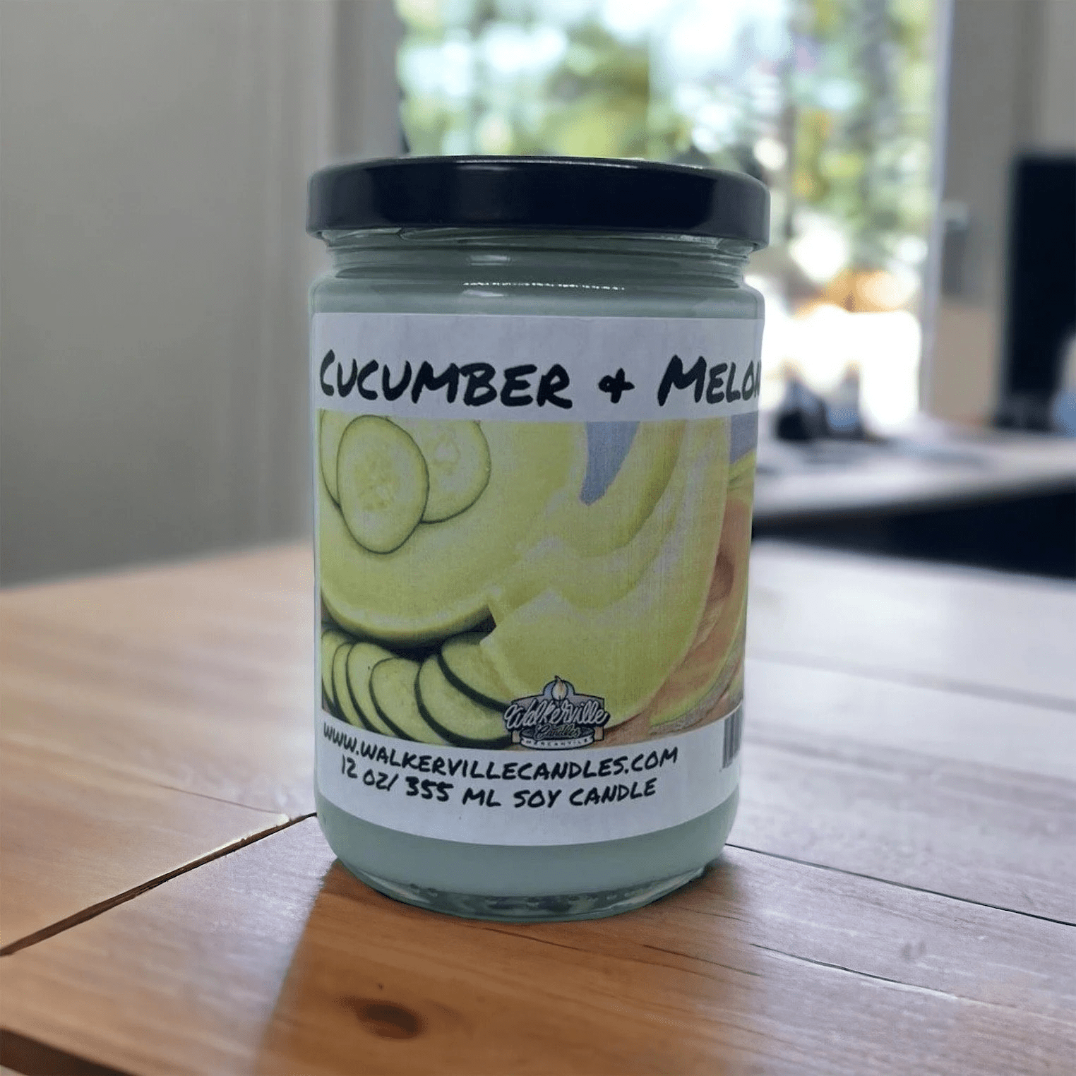 Cucumber & Melon Coconut Soy 12.5 oz/ 375 ml Candle Wood Wick - Walkerville Candles