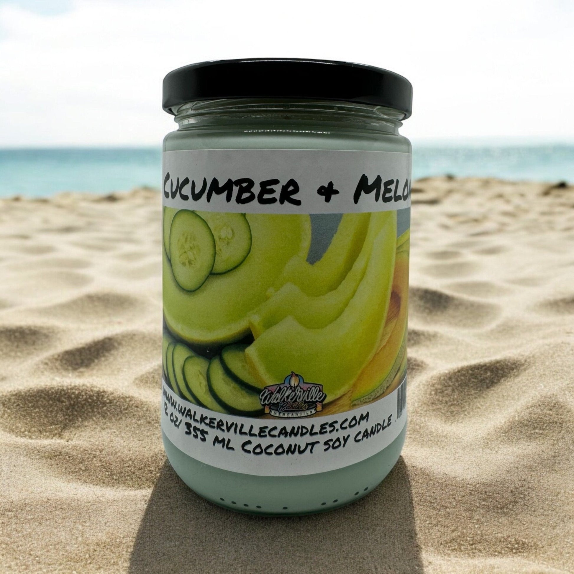 Cucumber & Melon Coconut Soy 12.5 oz/ 375 ml Candle Wood Wick - Walkerville Candles